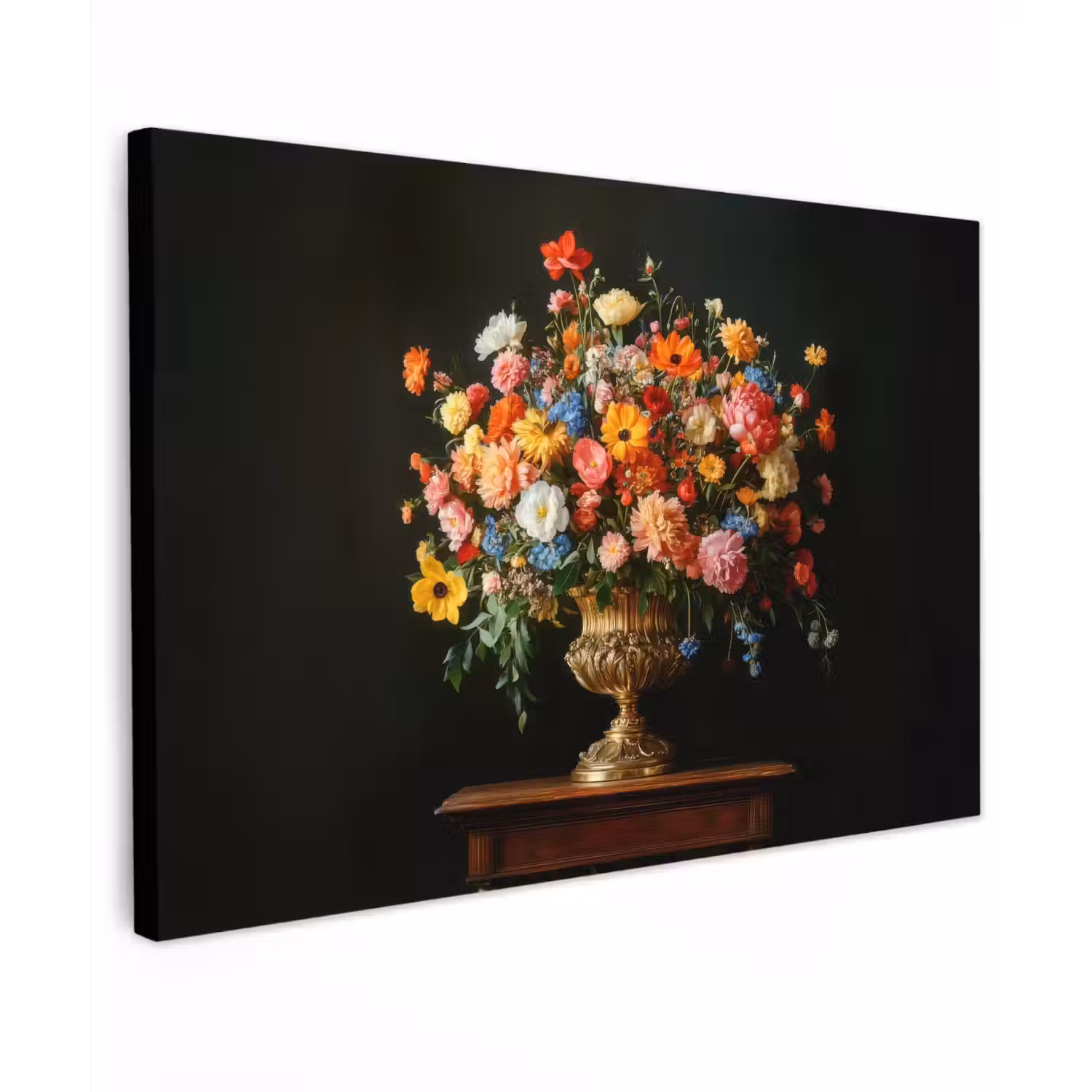 Goud - Bloemen - Kleuren - Vaas canvas 2cm klein -z3d