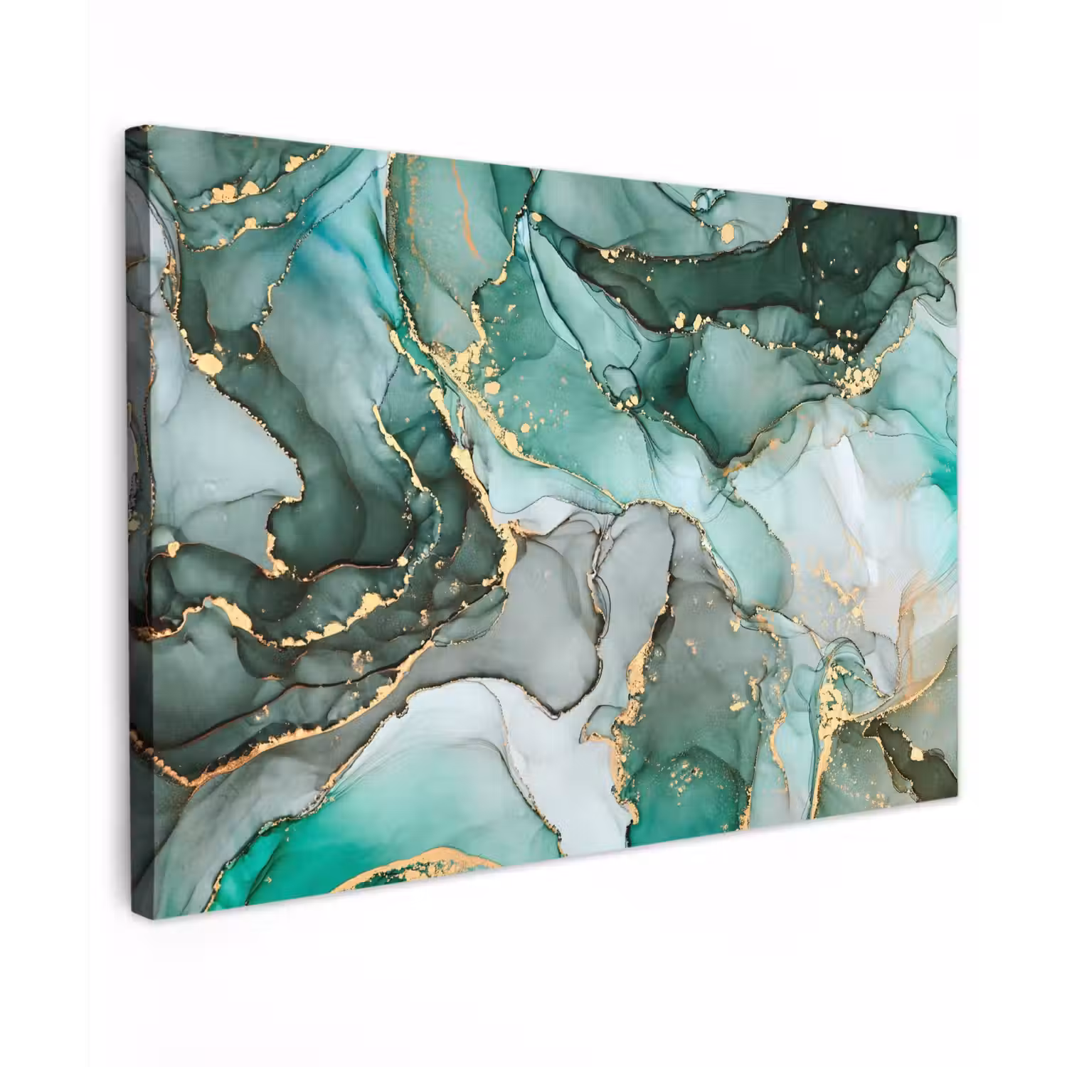 Goud - Marmer - Groen - Luxe - Marmerlook - Grijs canvas 2cm klein -z3d