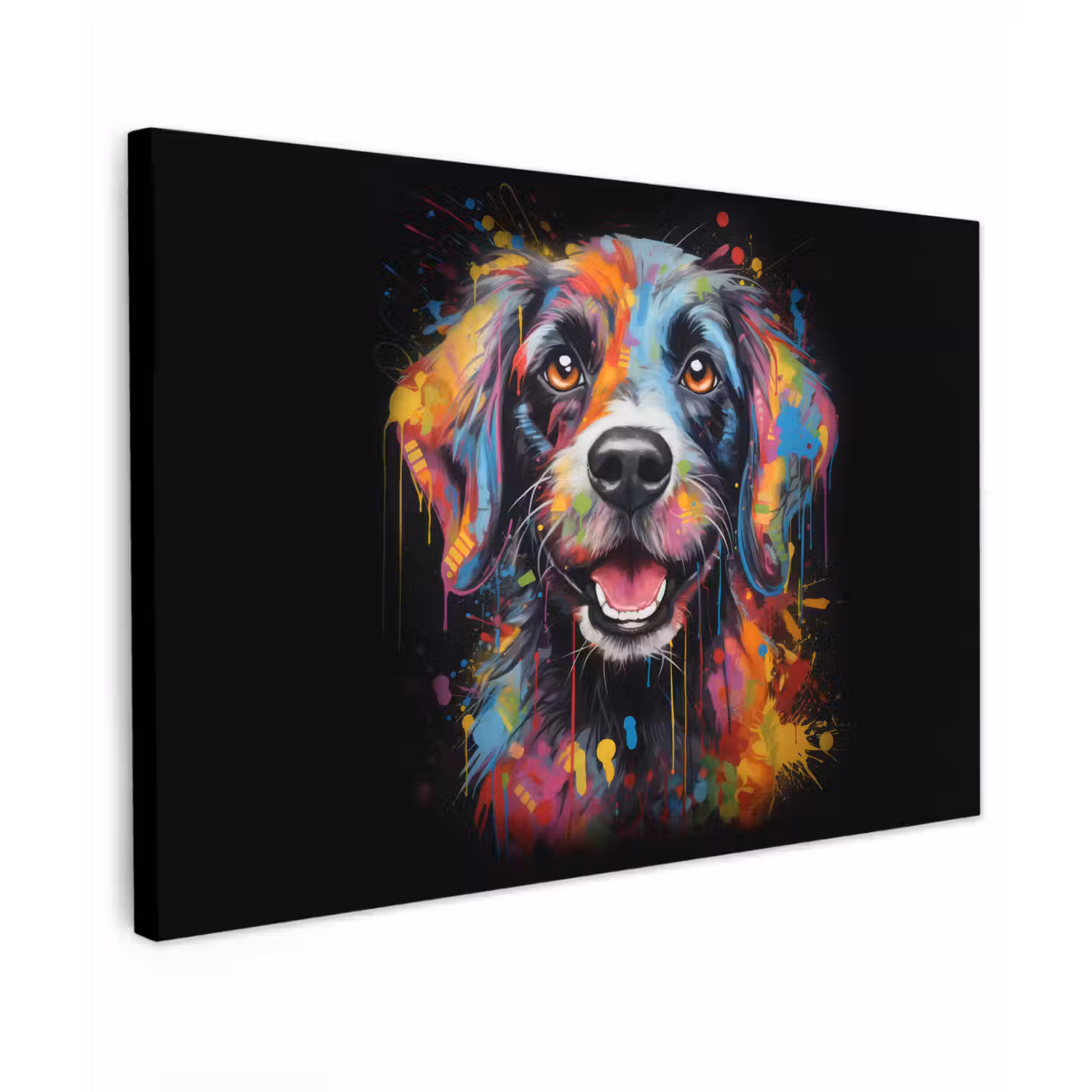 Graffiti - Hond - Zwart - Kleuren canvas 2cm klein -z3d
