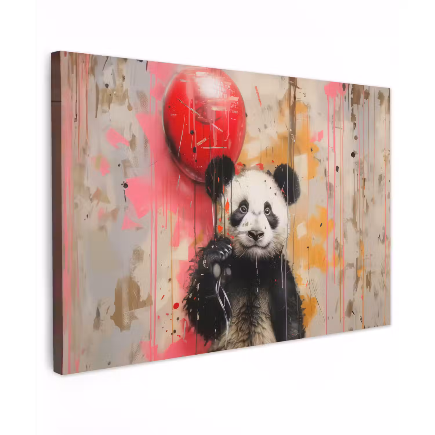 Graffiti - Panda - Ballon - Street art - Banksy canvas 2cm klein -z3d