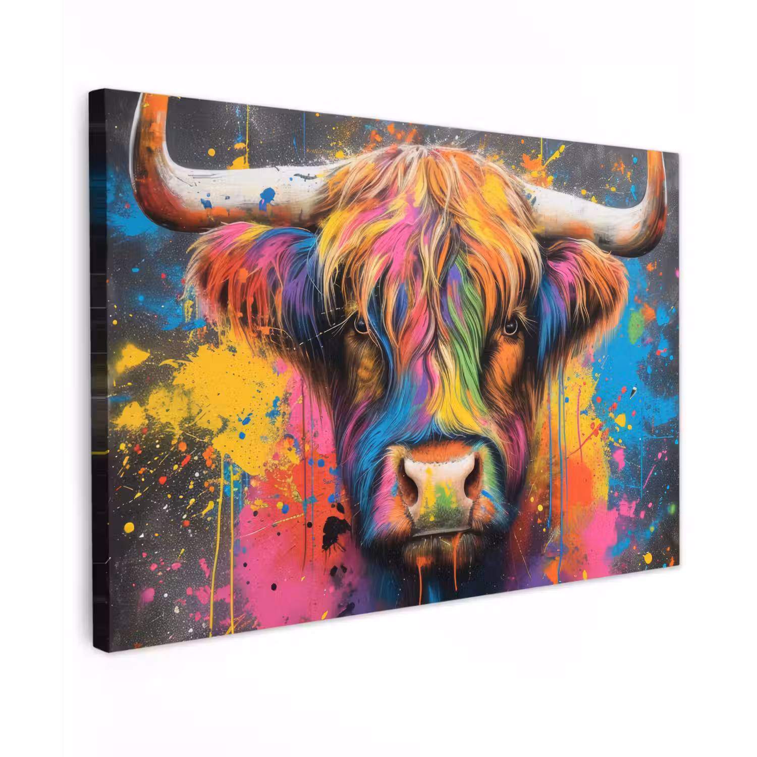 Graffiti - Schotse hooglander - Koe - Kleurrijk canvas 2cm klein -z3d