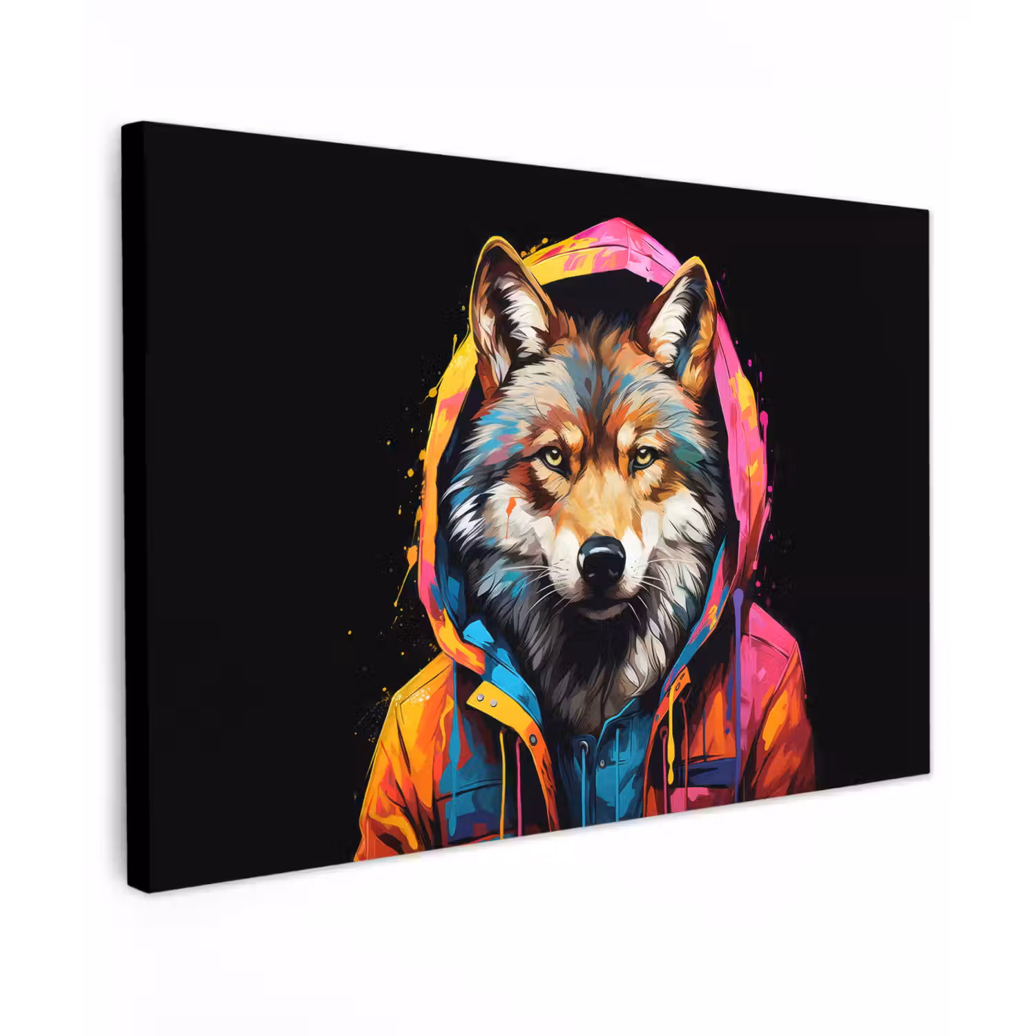 Graffiti - Wolf - Jas - Zwart canvas 2cm klein -z3d