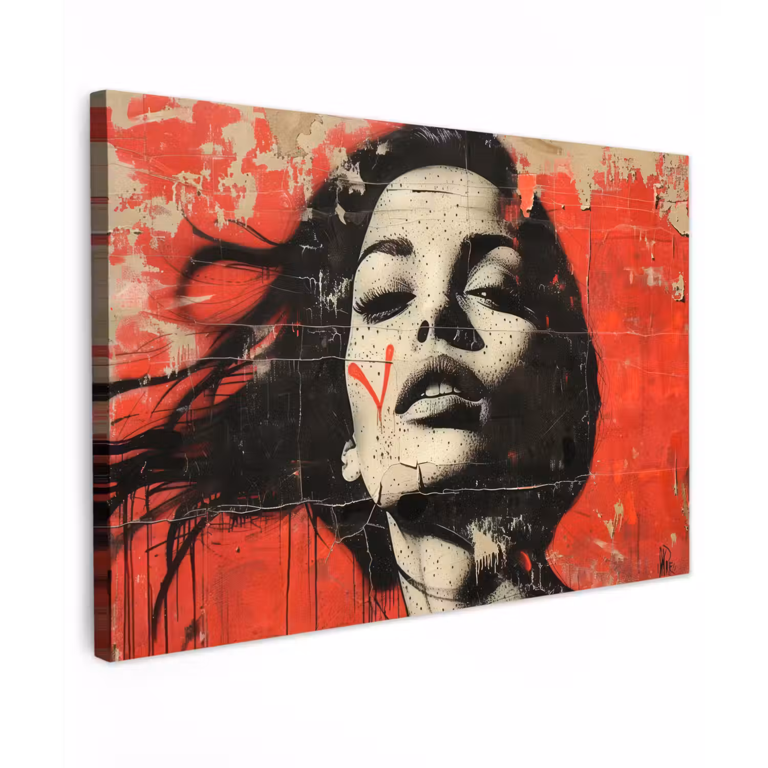 Graffiti - Vrouw - Rood - Street art - Banksy canvas 2cm klein -z3d