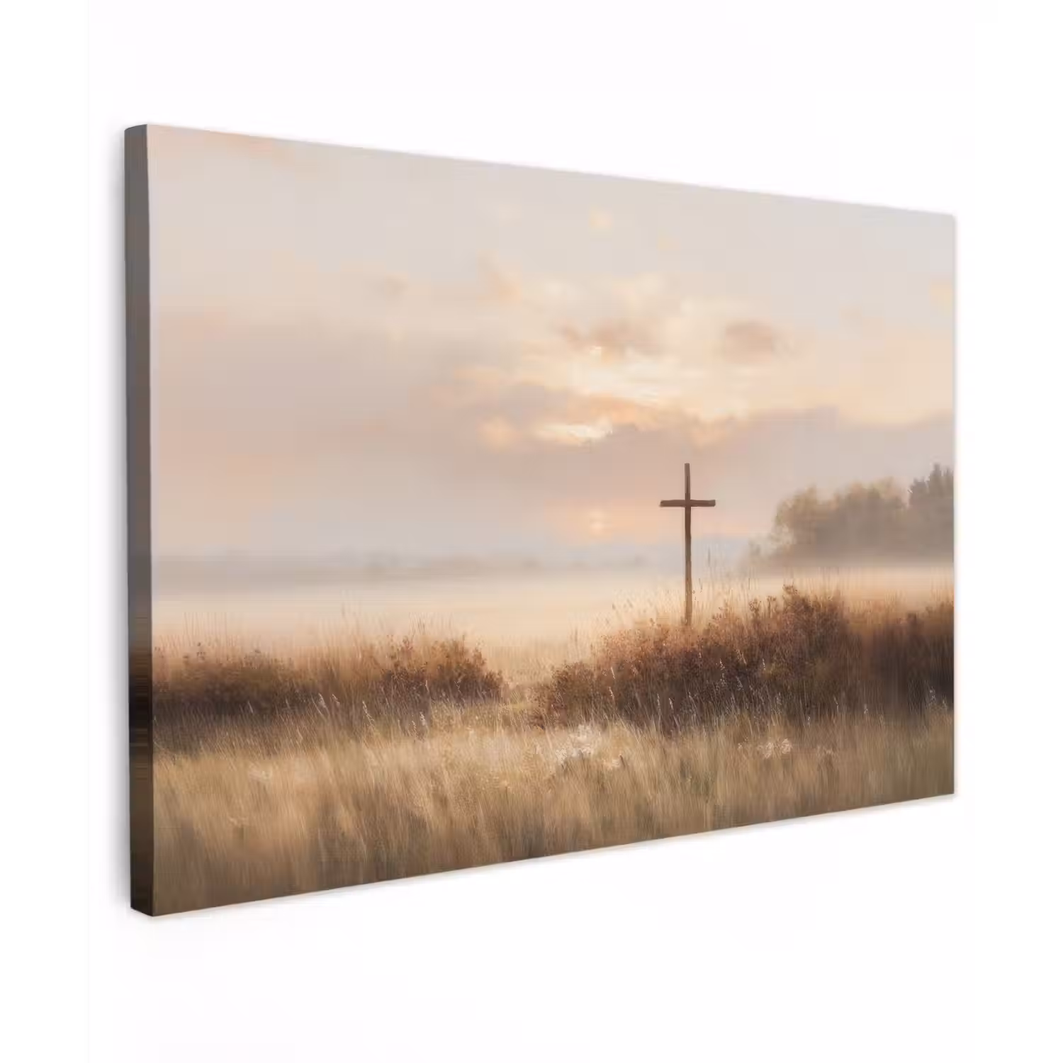 Gras - Ochtendnevel - Kruis - Christendom canvas 2cm klein -z3d
