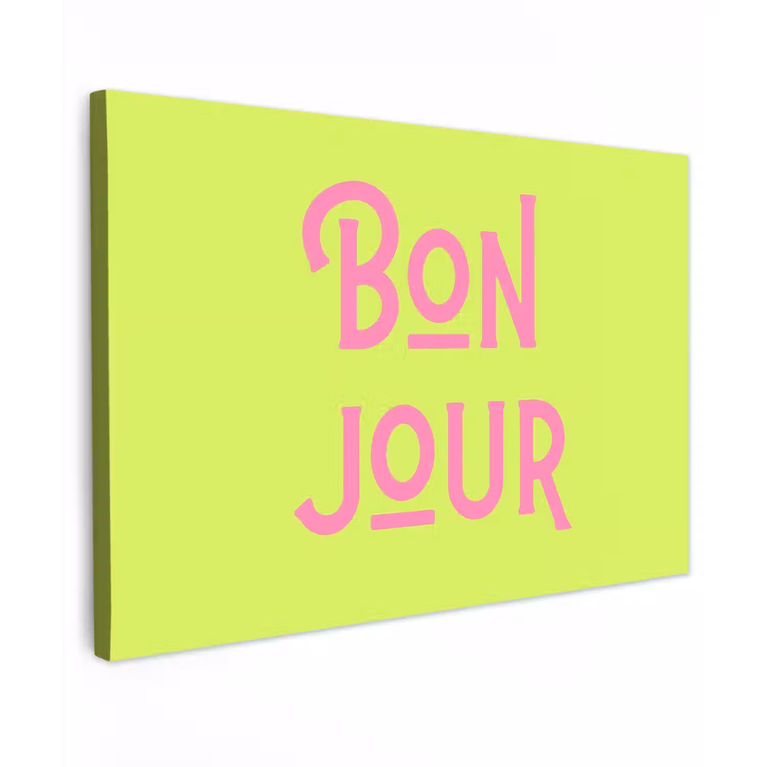 Groen - Roze bonjour - art-deco canvas 2cm klein -z3d