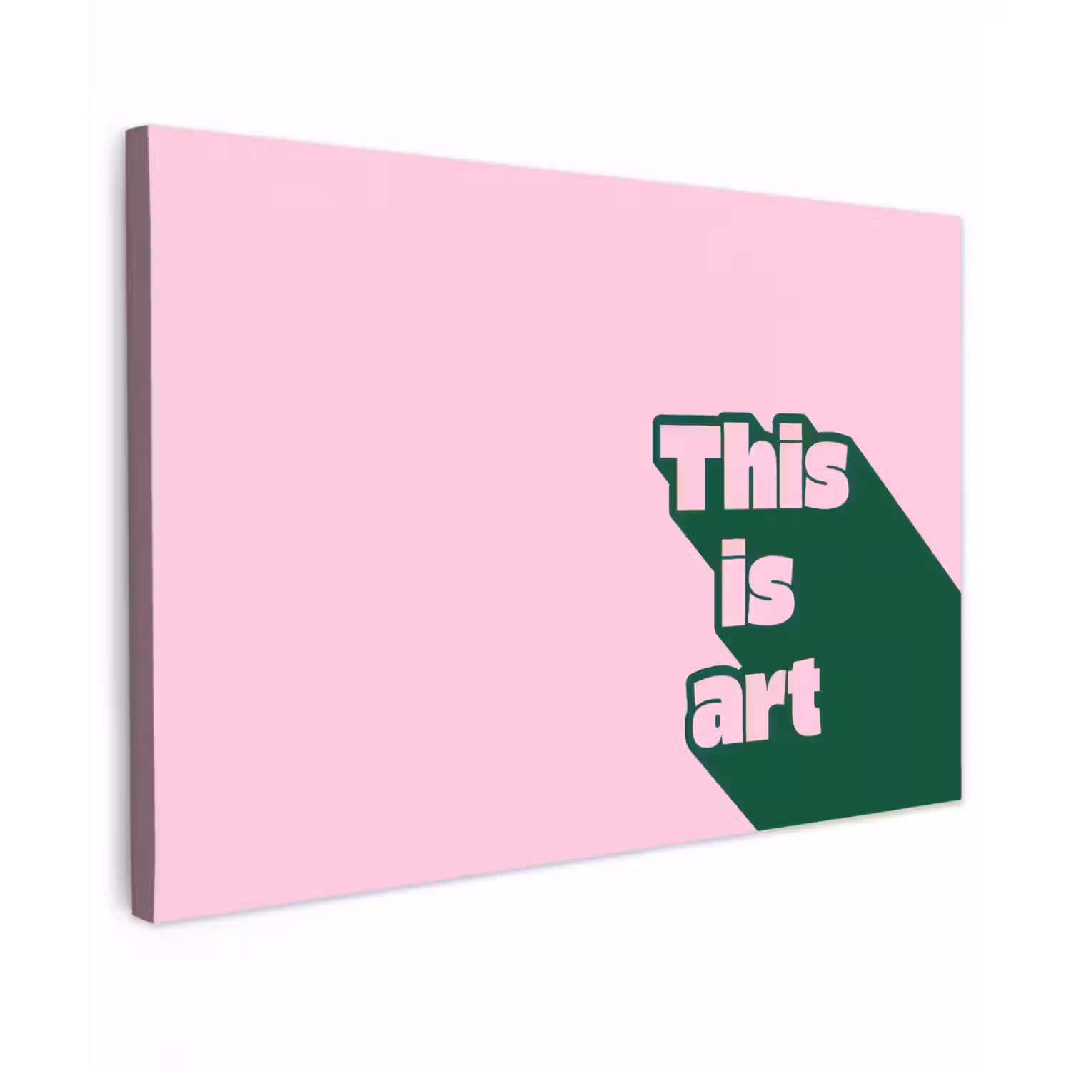 Groen - Teskt - This is art - Roze canvas 2cm klein -z3d