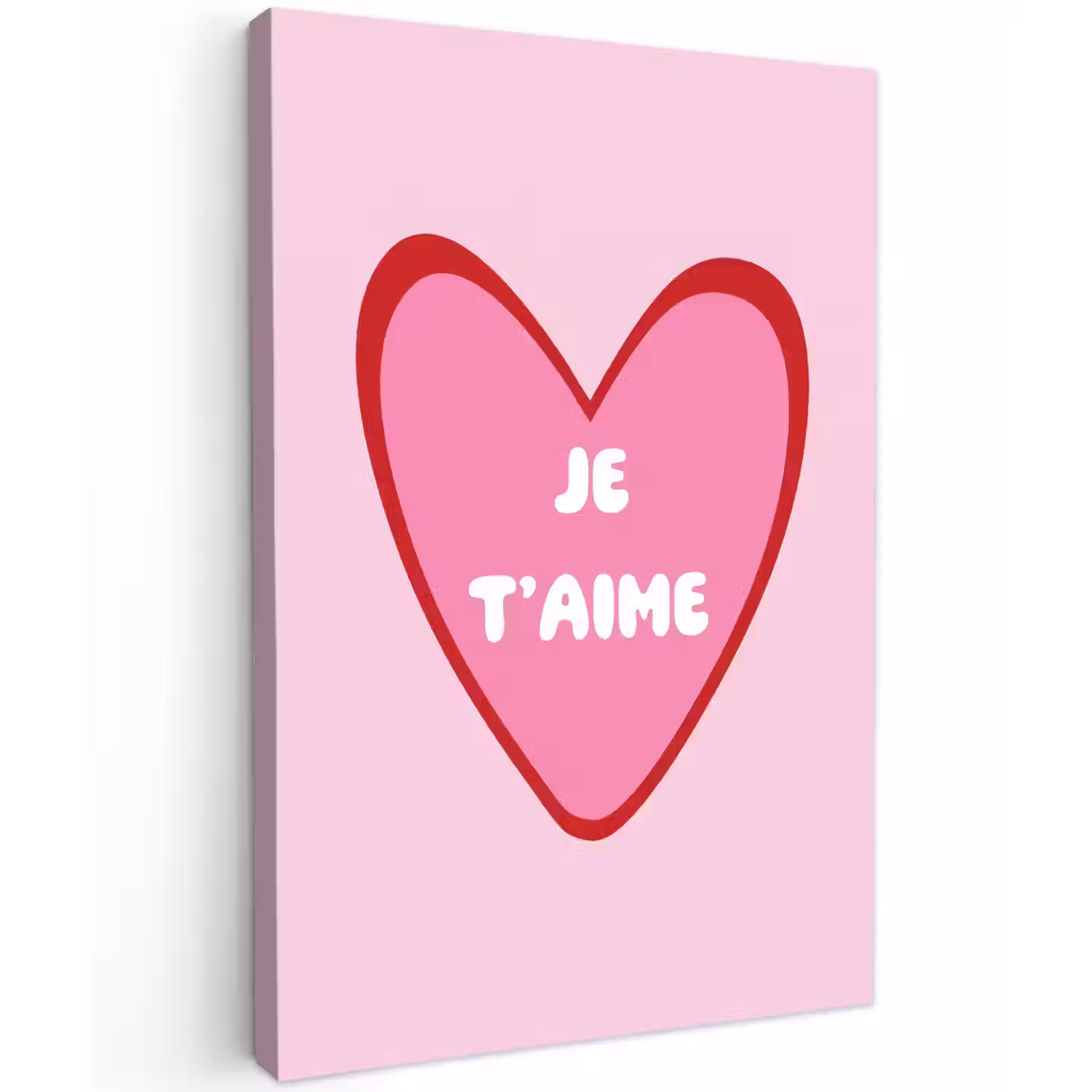 Hart - Frans - Valentijn - Roze canvas 2cm klein -z3d
