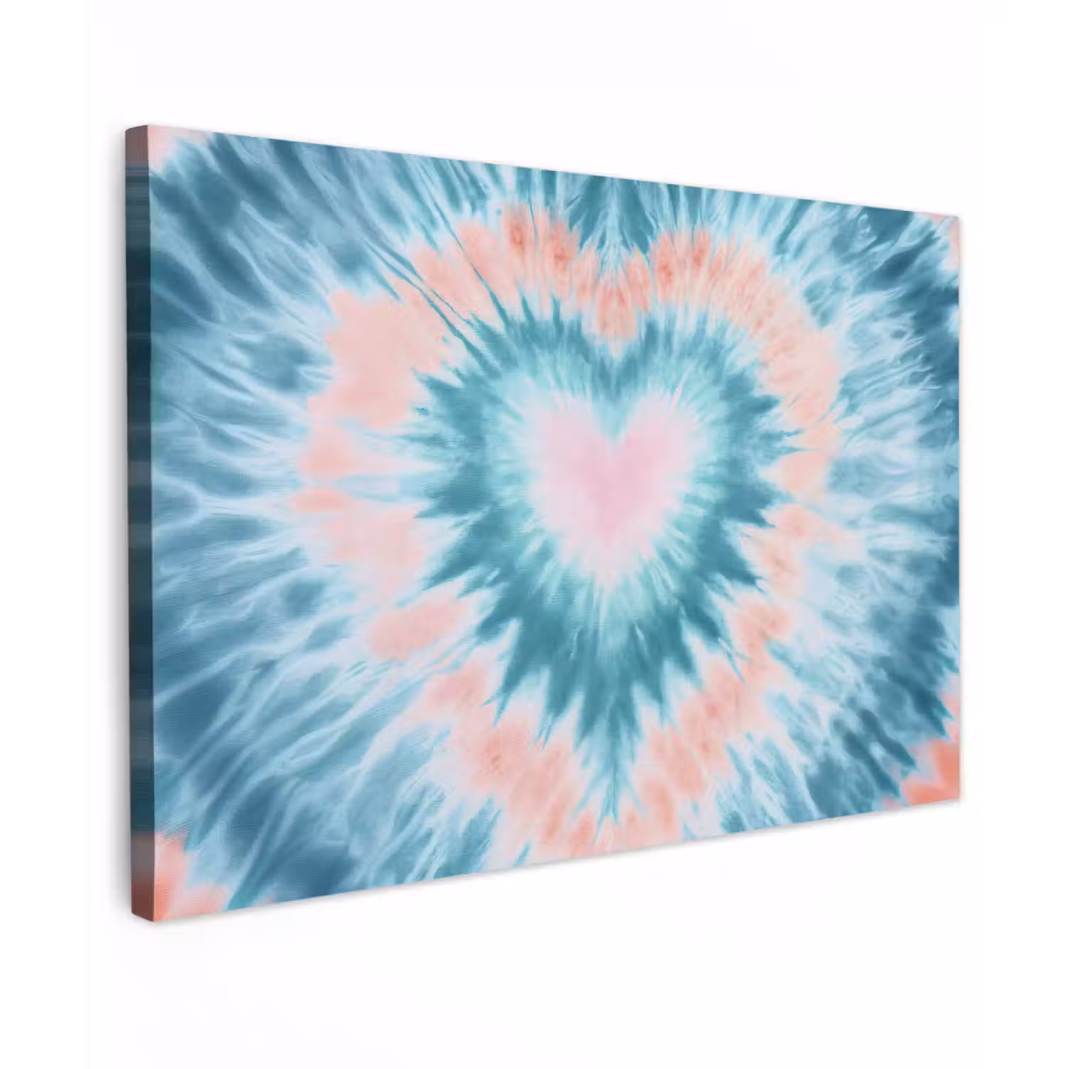 Hartvormig - Tie dye - Pasteltinten - Lichtgroen canvas 2cm klein -z3d