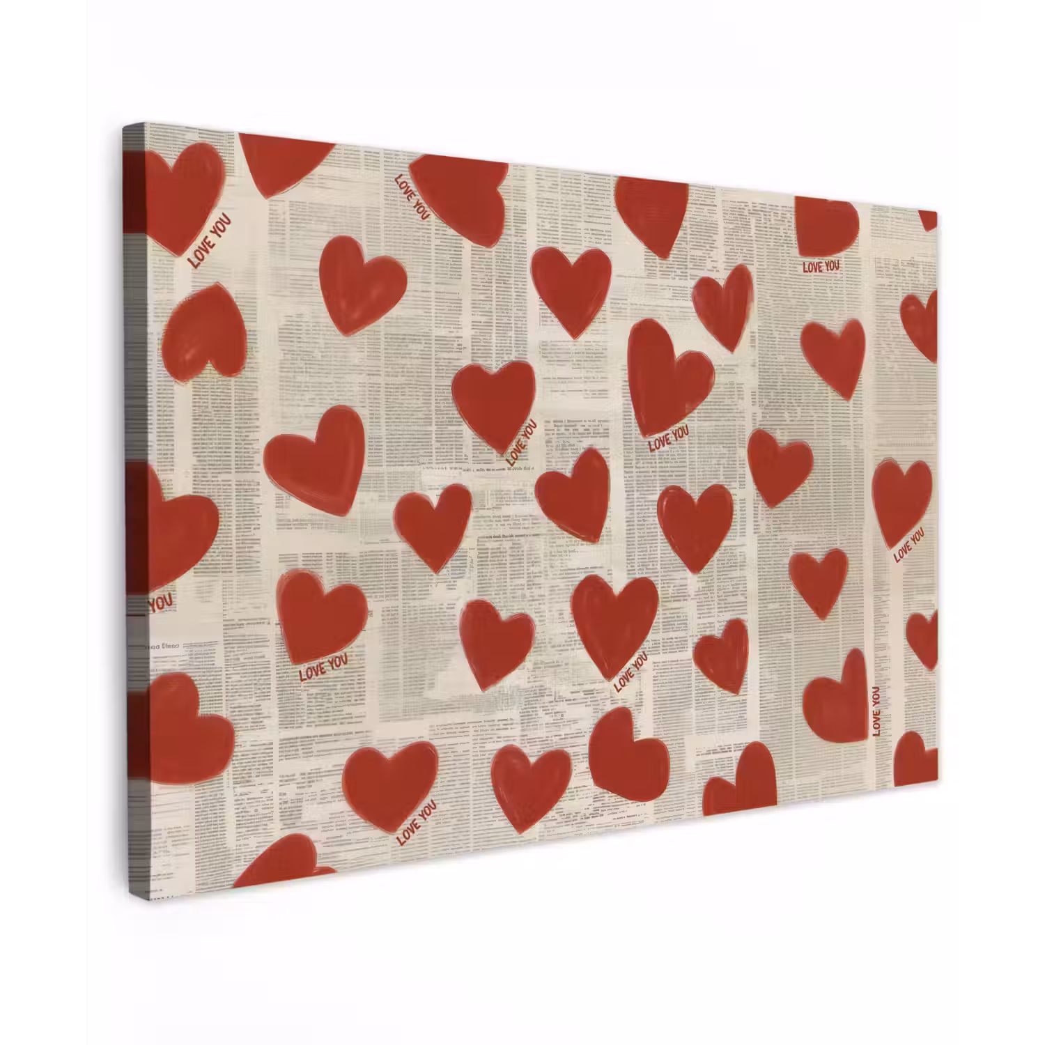Hartjes - Krant - Loveyou canvas 2cm klein -z3d