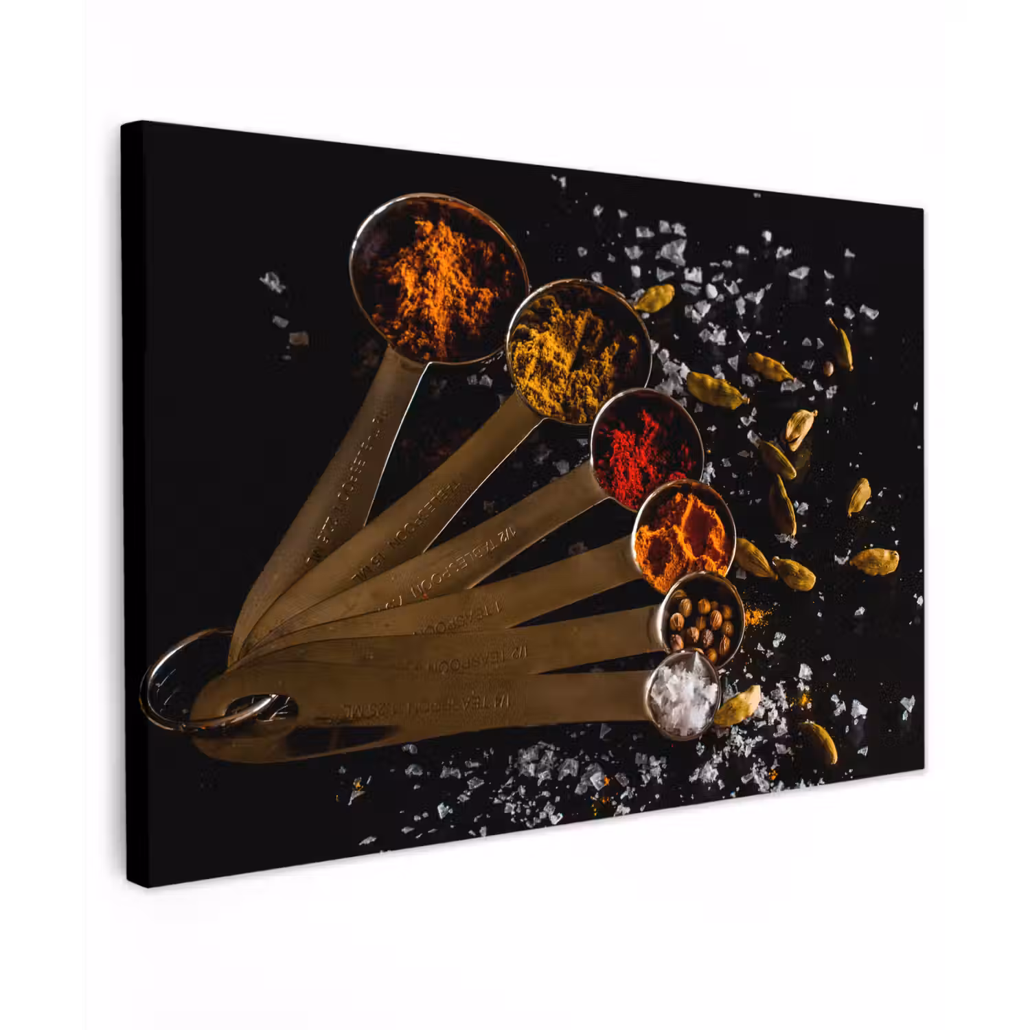 Kruiden - Lepels - Zout - Specerijen - Zwart canvas 2cm klein -z3d