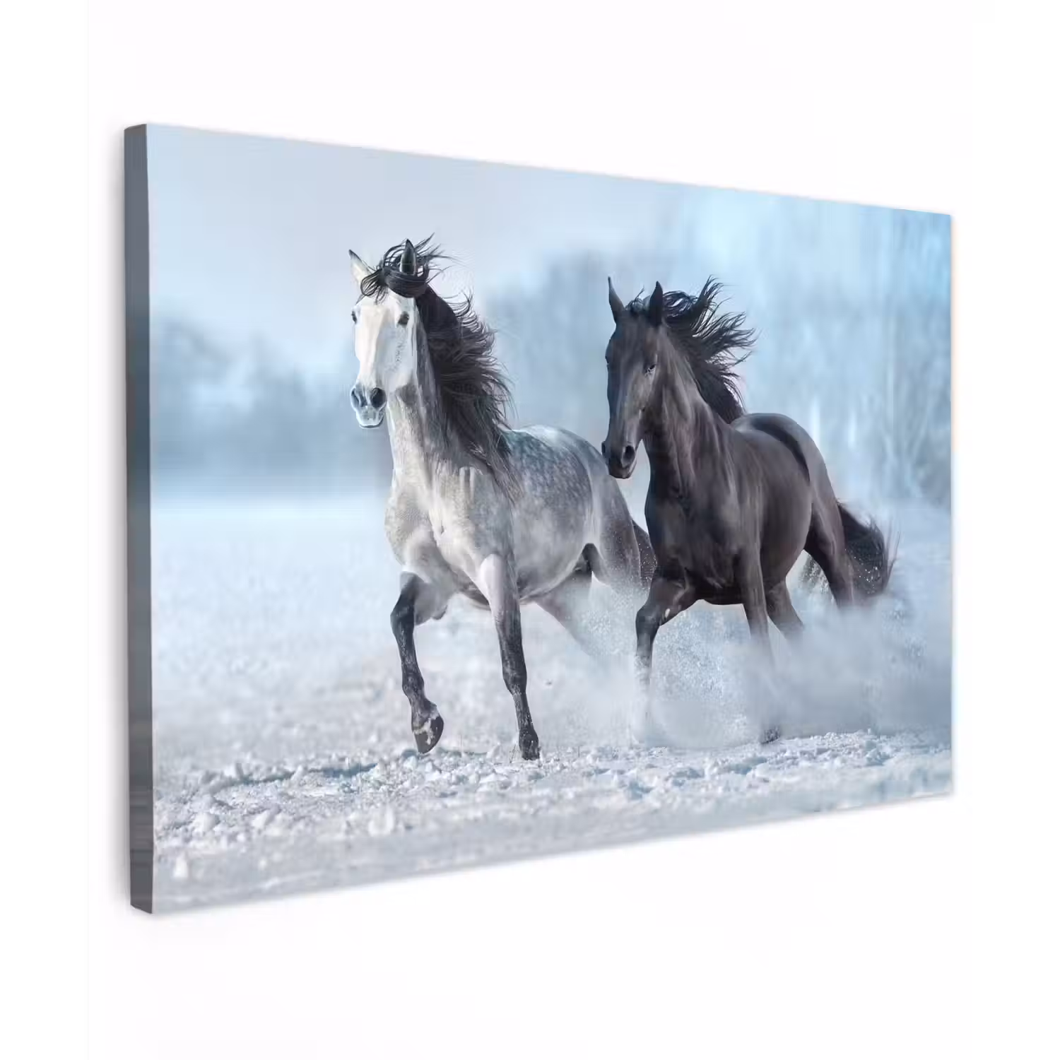 Paarden - Winter - Dieren - Natuur - Sneeuw canvas 2cm klein -z3d