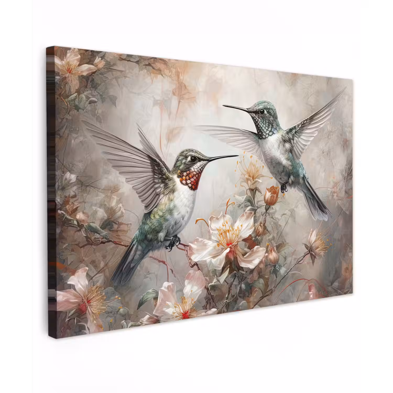 Kolibrie - Vogels - Bloemen - Planten canvas 2cm klein -z3d