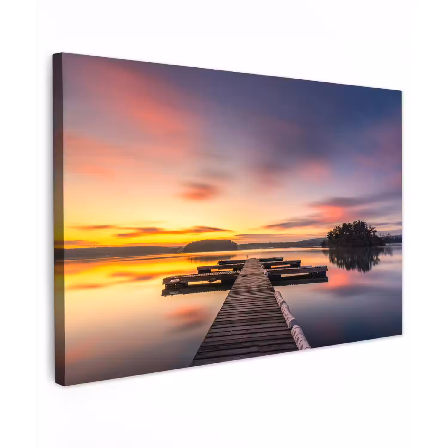 Steiger - Zonsondergang - Water - Zee - Reflectie canvas 2cm klein -z3d