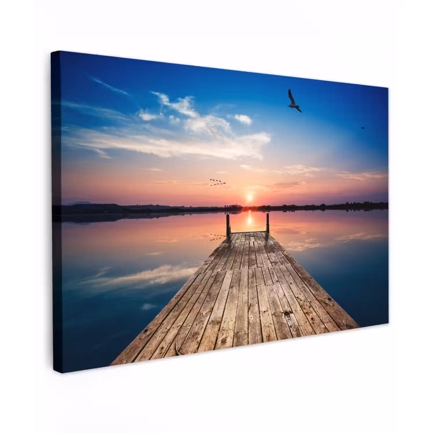 Steiger - Water - Zonsondergang - Roze - Horizon canvas 2cm klein -z3d