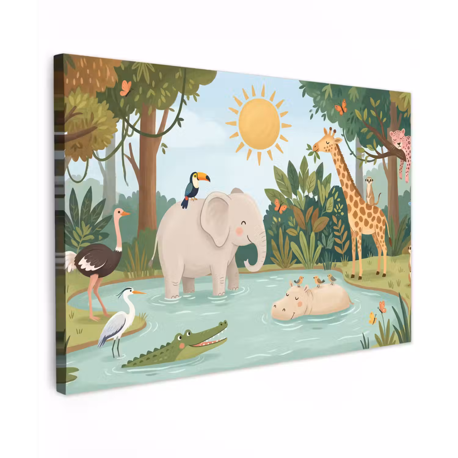 Jungle - Oase - Dieren - Kleurrijk canvas 2cm klein -z3d