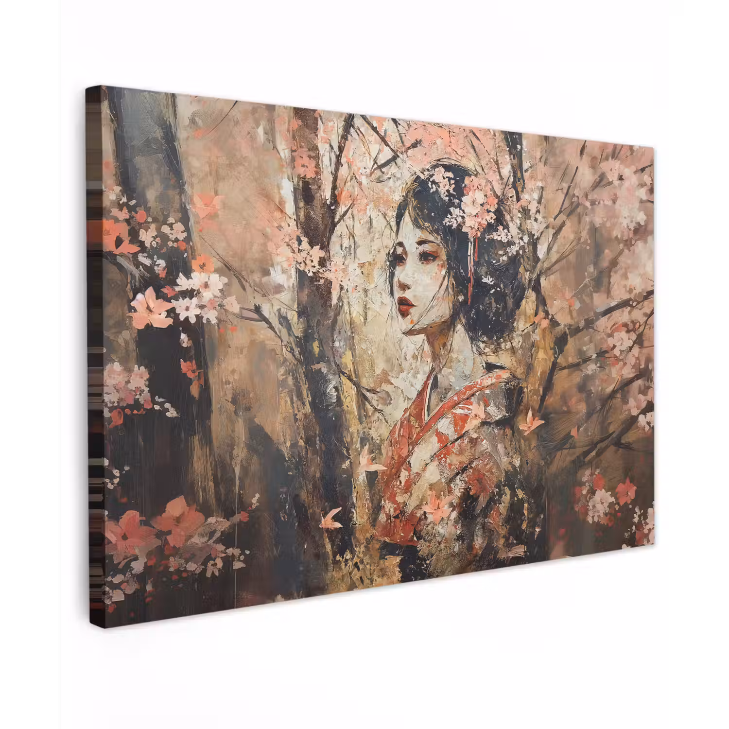 Kimono - Vrouw - kersenbomen canvas 2cm klein -z3d
