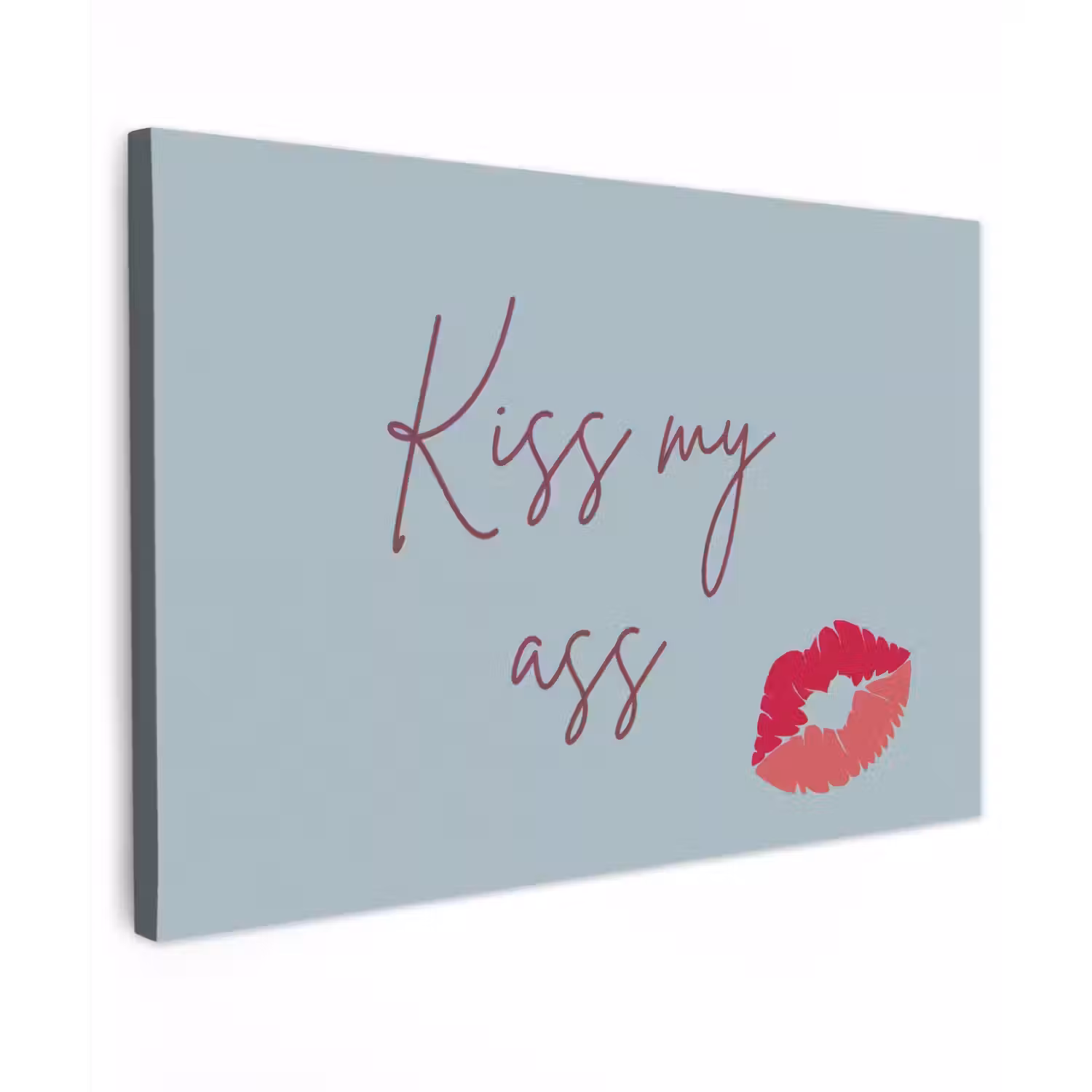 Kiss my ass - Lip - Blauw canvas 2cm klein -z3d