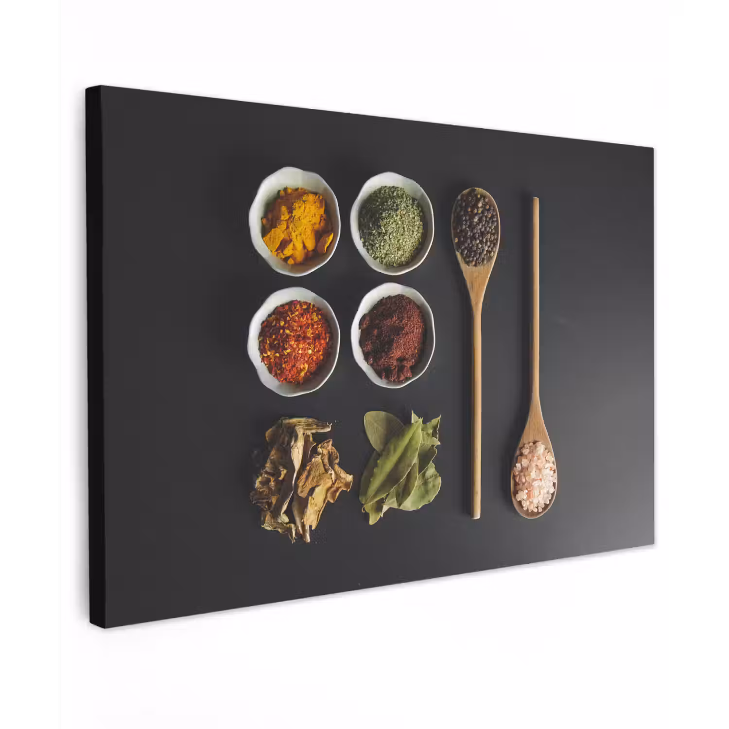 Pollepel - Specerijen - Kruiden - Groen - Bruin - Rustiek canvas 2cm klein -z3d