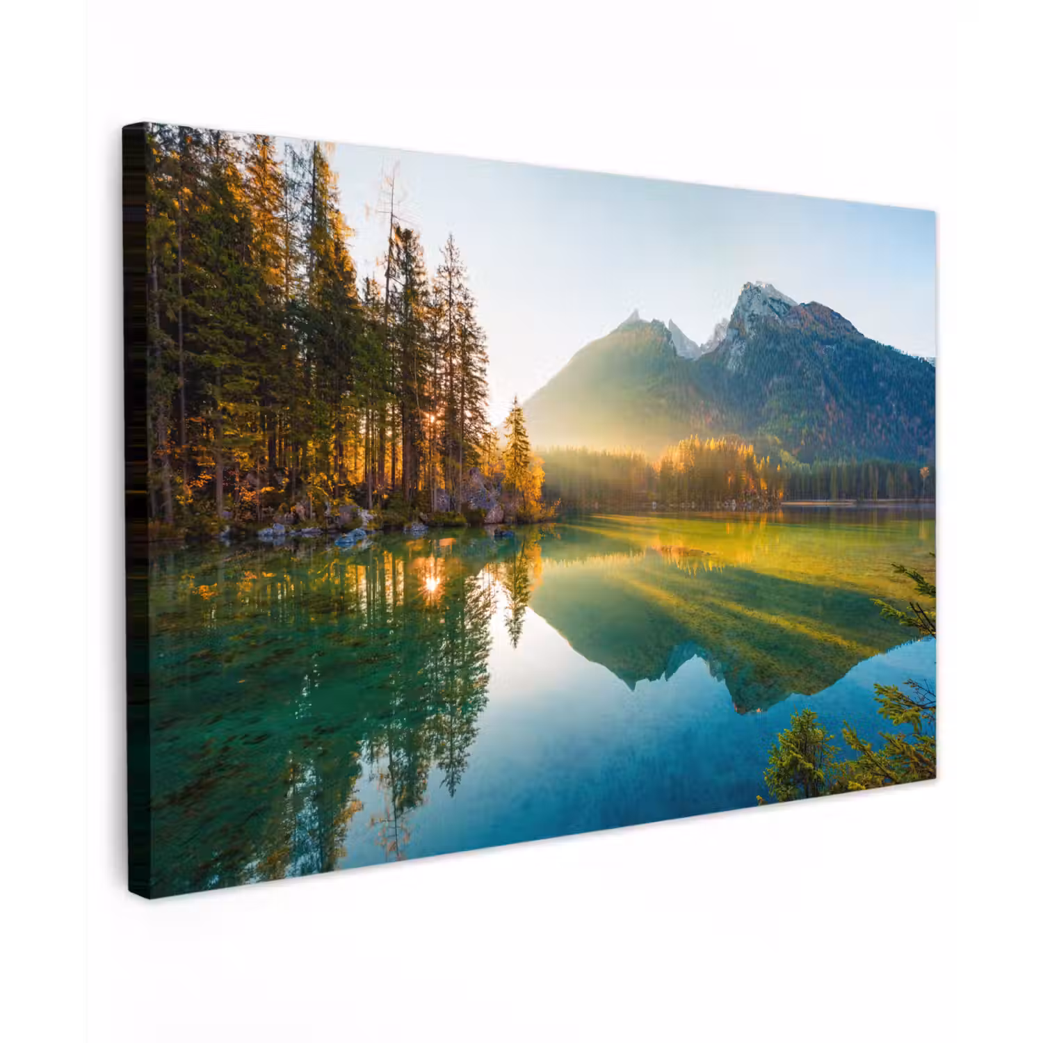 Meer - Bos - Bergen - Natuur - Zon - Landschap canvas 2cm klein -z3d