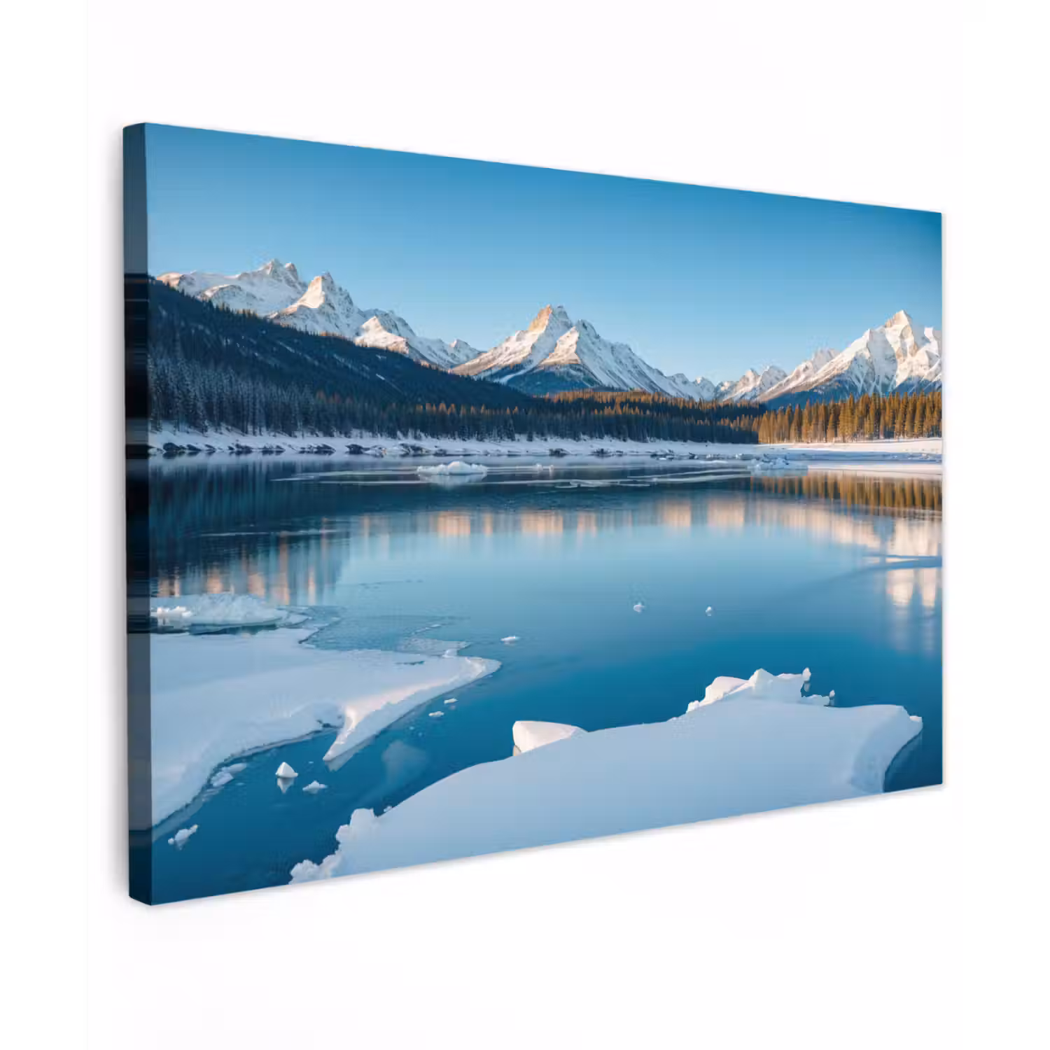 Landschap - Winter - Meer - Bergen - Uitzicht - IJs canvas 2cm klein -z3d