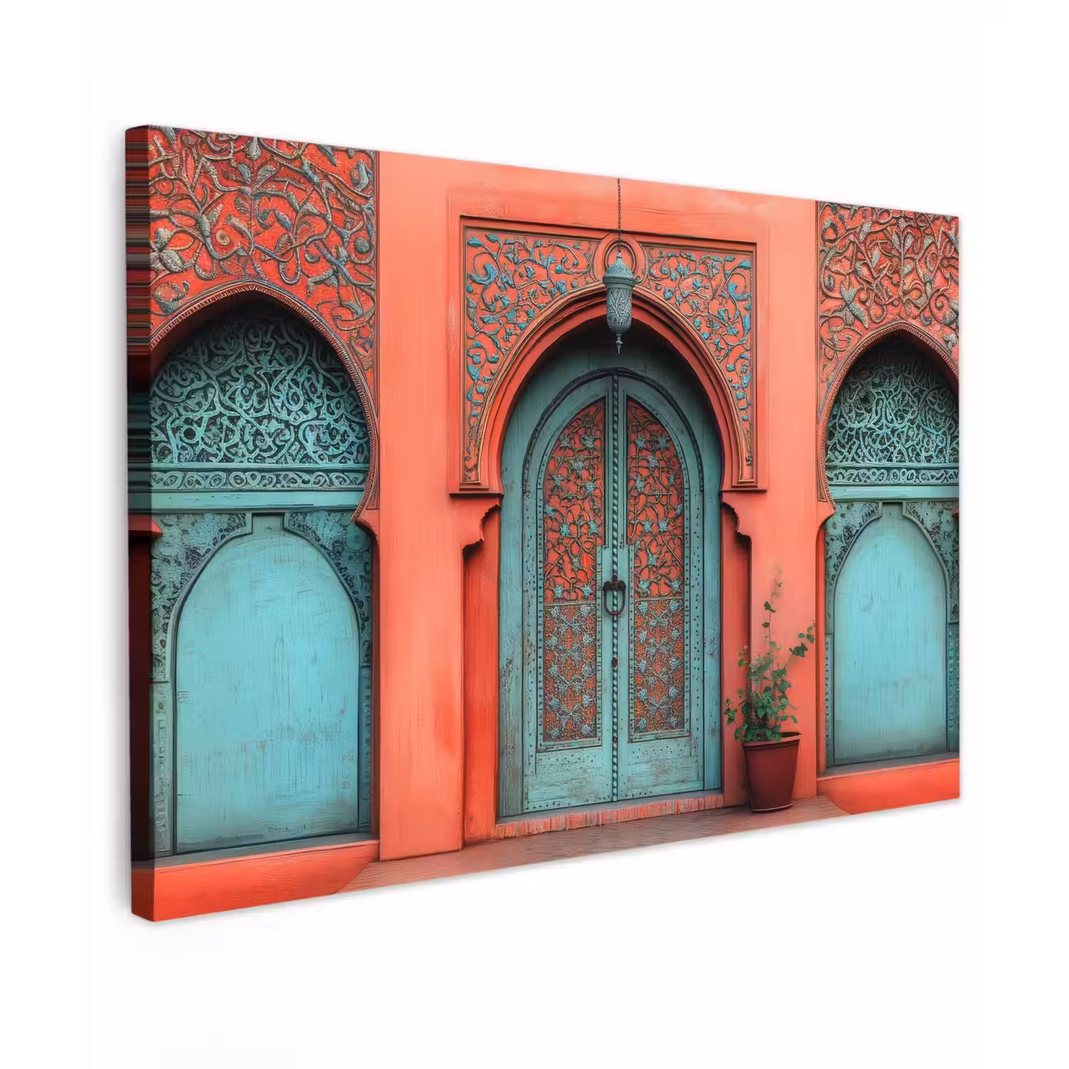 Lantaarn - Deur - Turquoise canvas 2cm klein -z3d