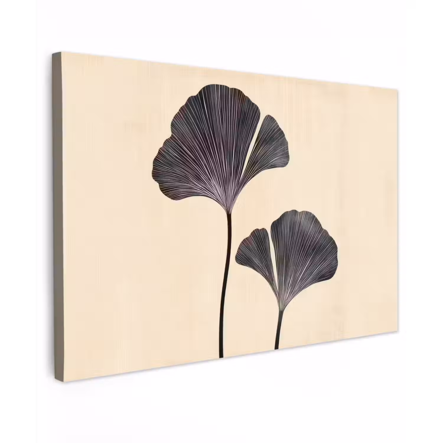Bladeren - Minimalistisch - Zwart canvas 2cm klein -z3d