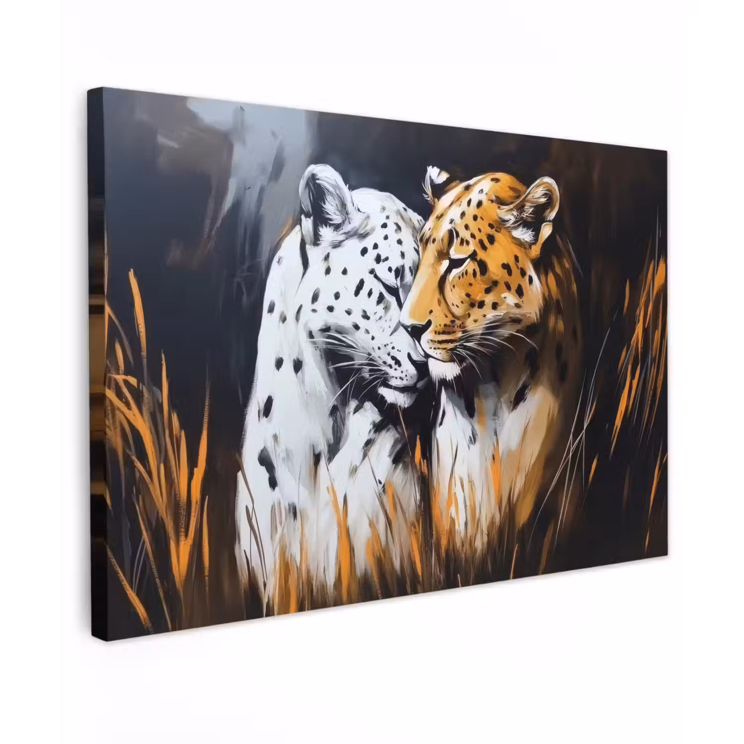 Luipaard - Oranje - Wit - Gras canvas 2cm klein -z3d