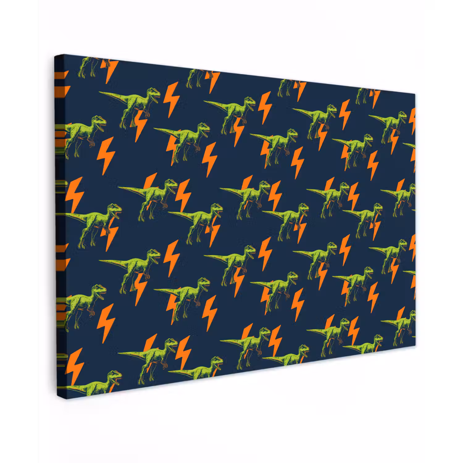 Bliksemschichten - Oranje - Dinosaurussen canvas 2cm klein -z3d