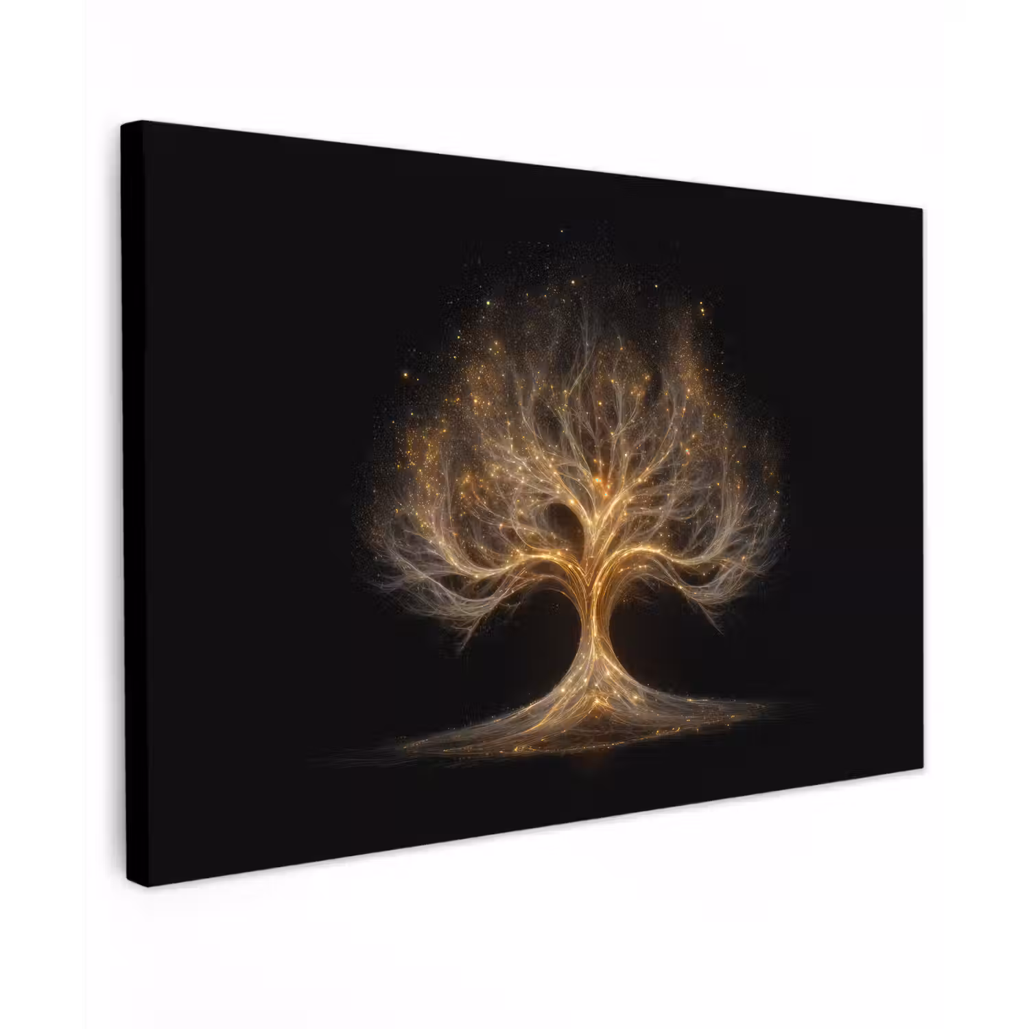 Lichtjes - Boom - Abstract - Zwart canvas 2cm klein -z3d