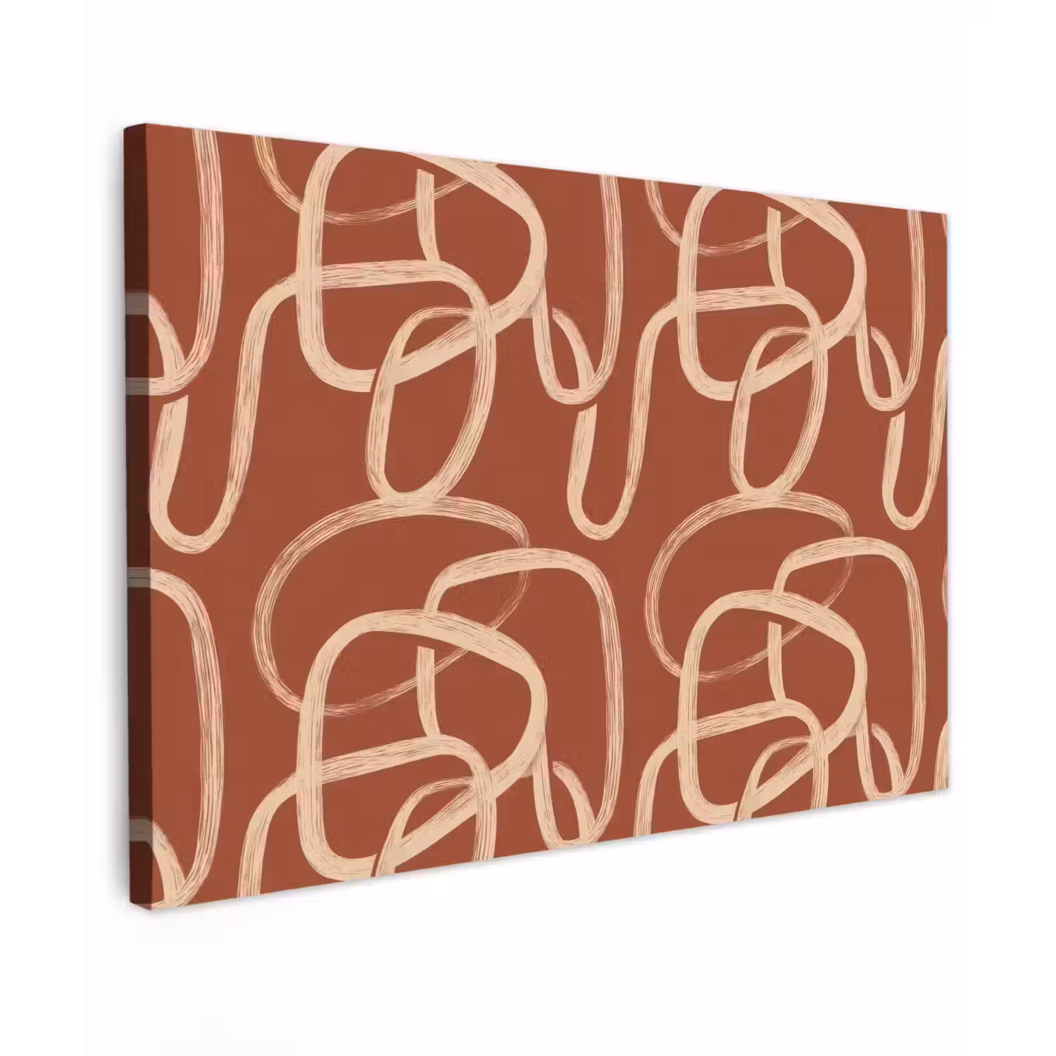 Lijnen - Abstract - Organisch - Terracotta - Crème canvas 2cm klein 34 -z3d