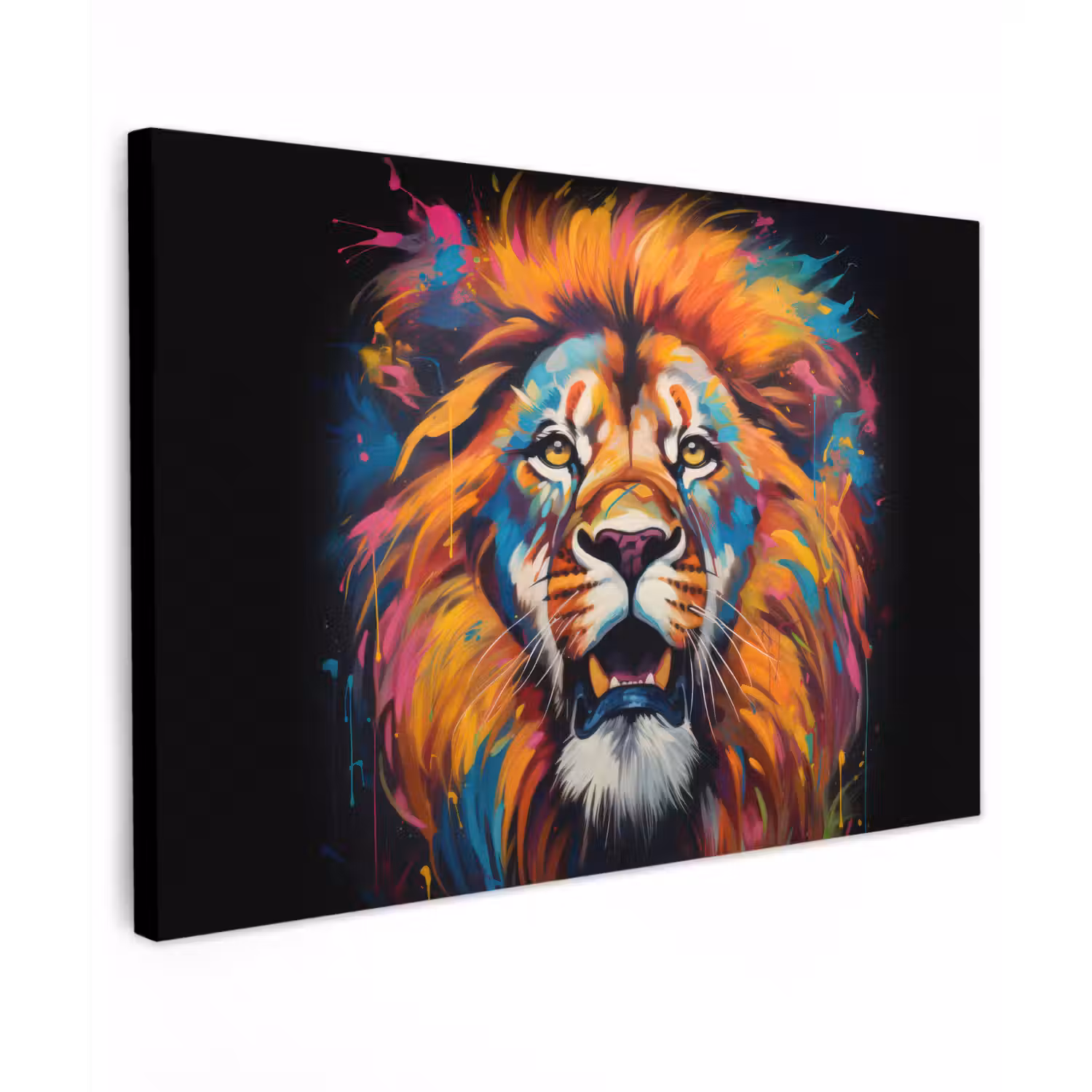 Leeuw - Graffiti - Dieren - Zwart canvas 2cm klein -z3d