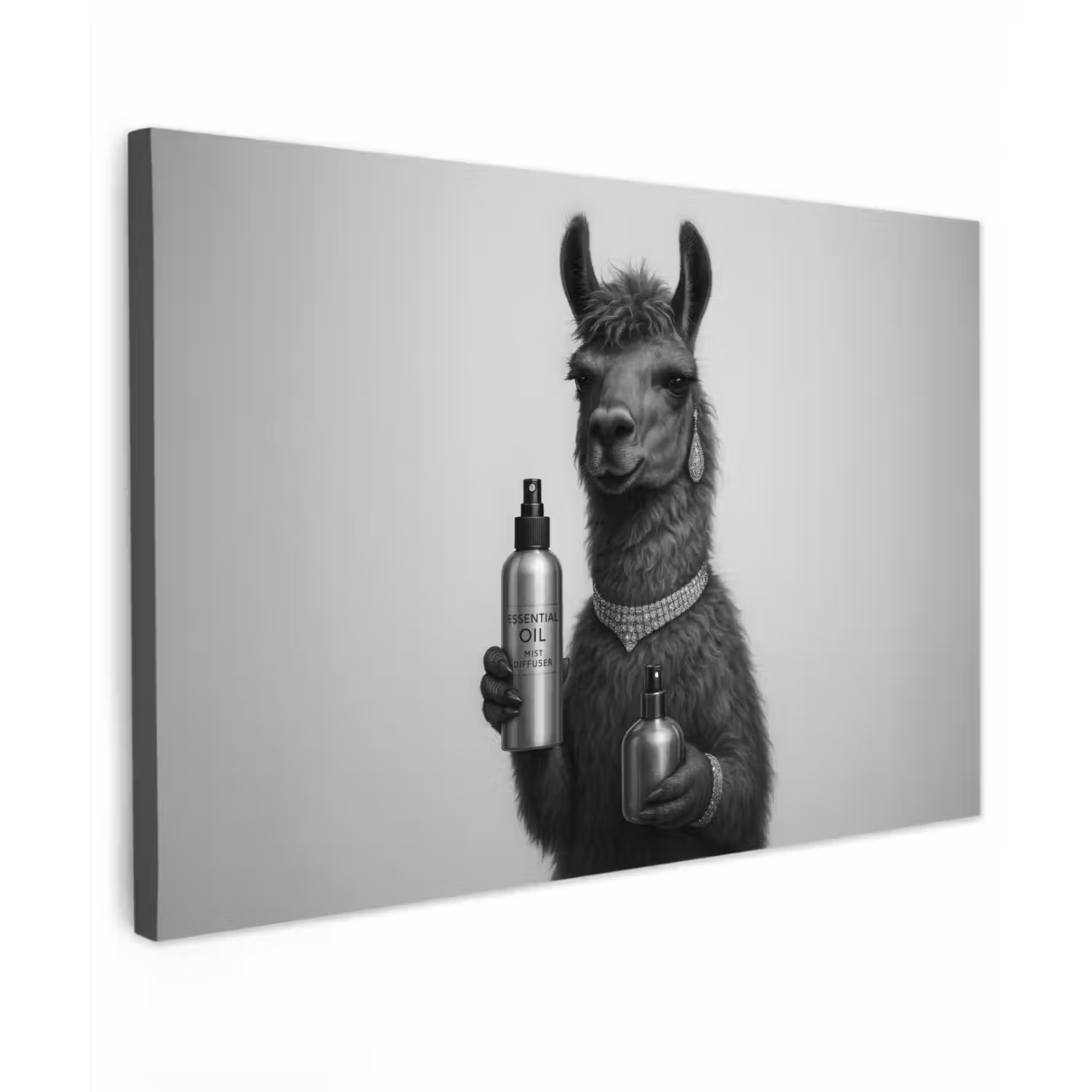 Lama - Flessen - Zwart - Wit canvas 2cm klein -z3d