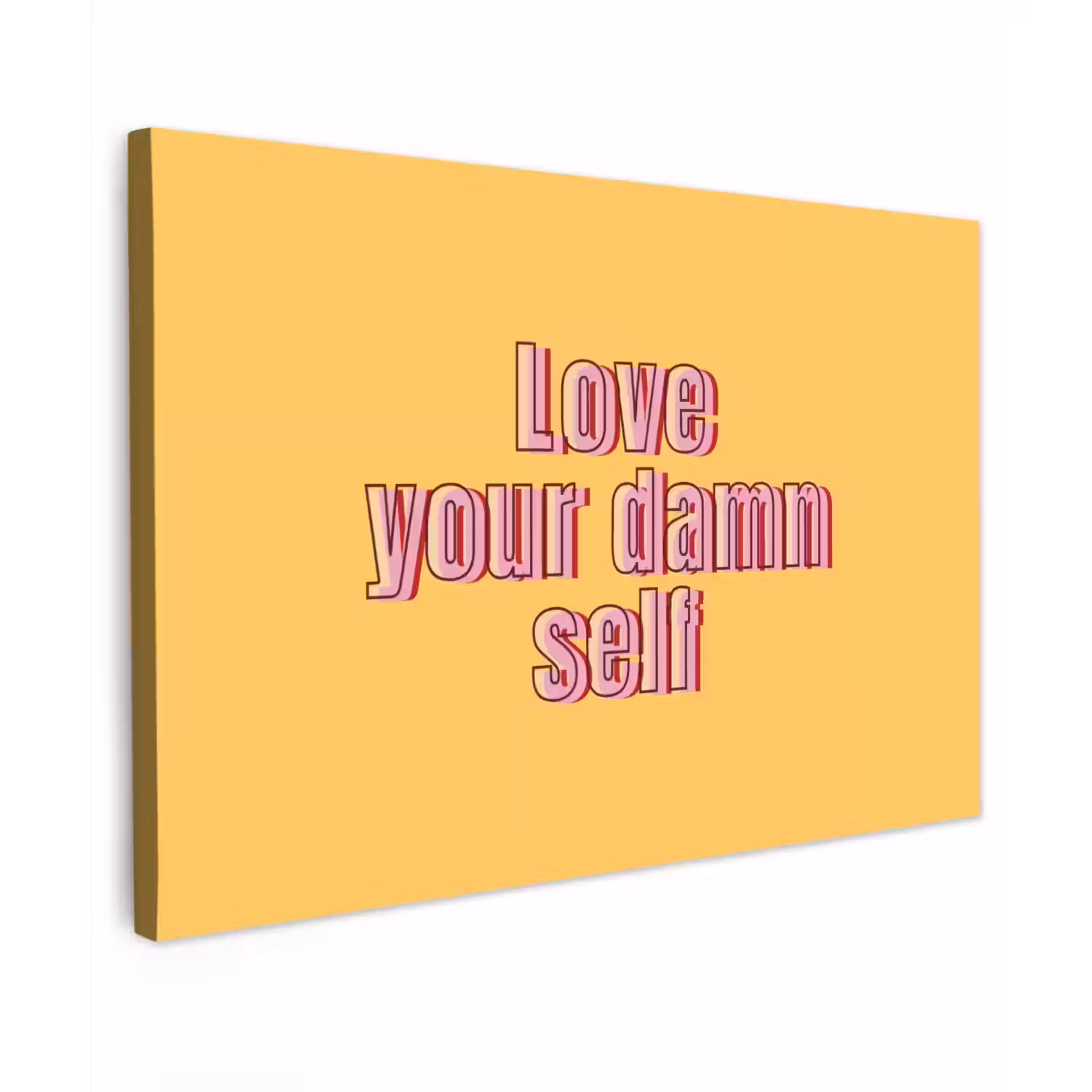 Love yourself - Roze - Geel canvas 2cm klein -z3d