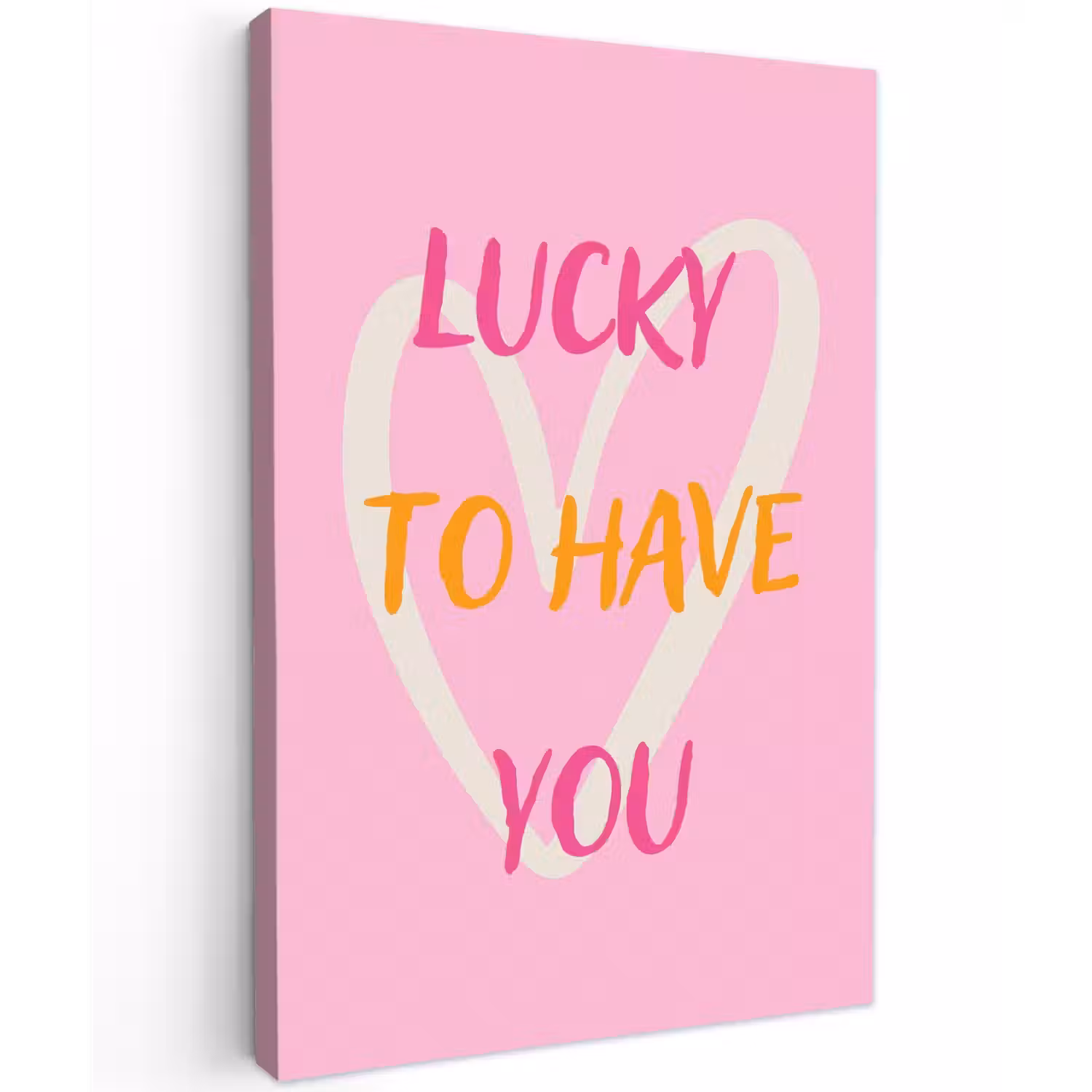 Lucky - Love - Valentijn - Roze canvas 2cm klein -z3d