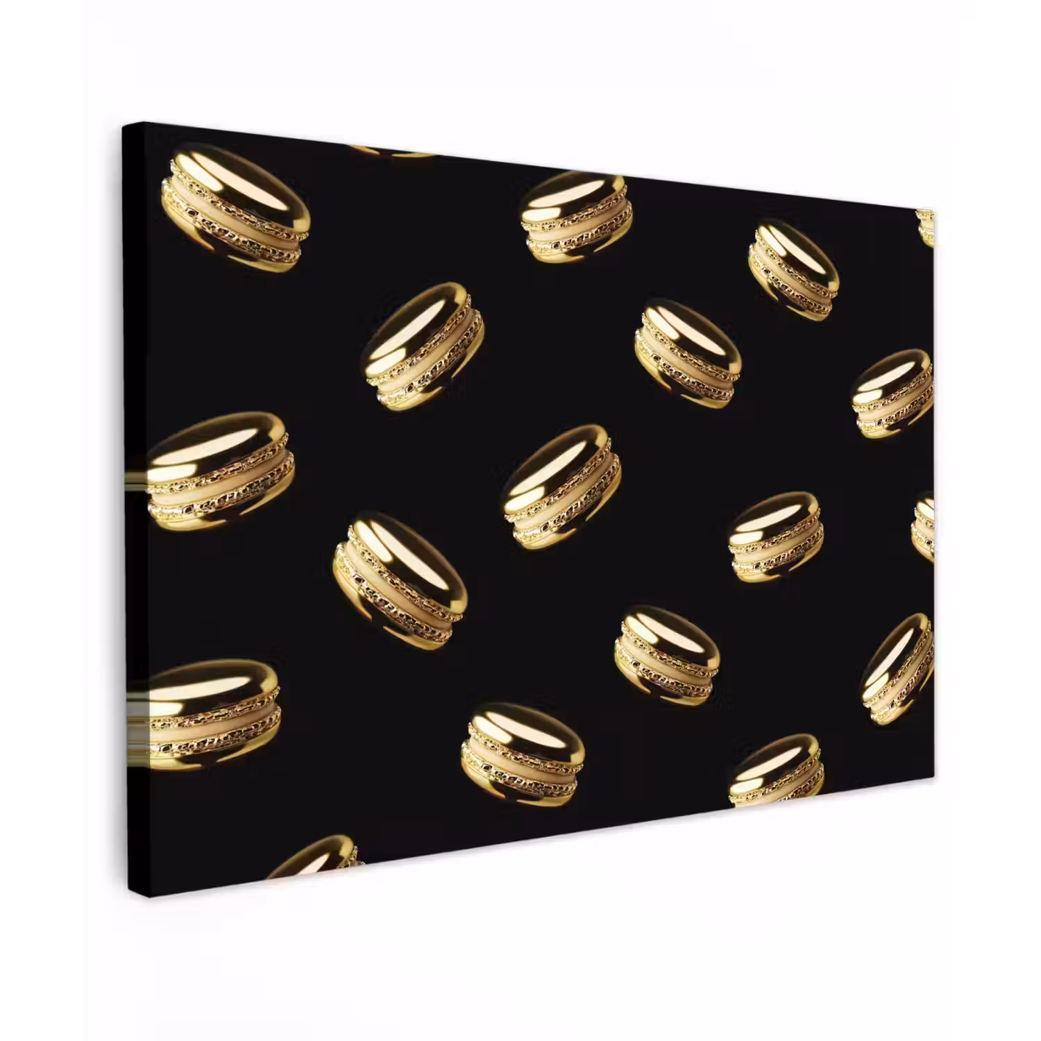 Macarons - Patroon - Goud - Zwart canvas 2cm klein -z3d