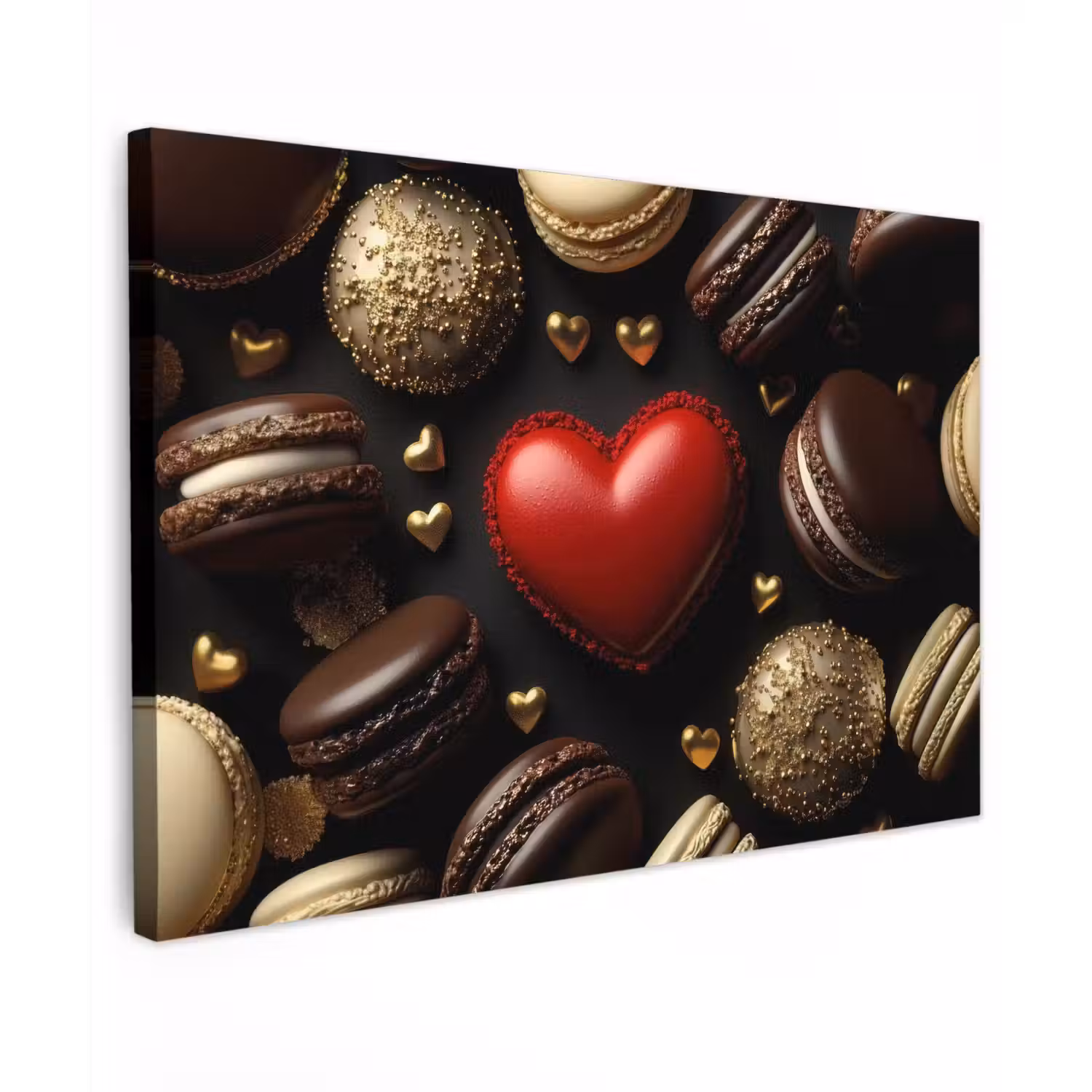 Macarons - Rood - Hart canvas 2cm klein -z3d