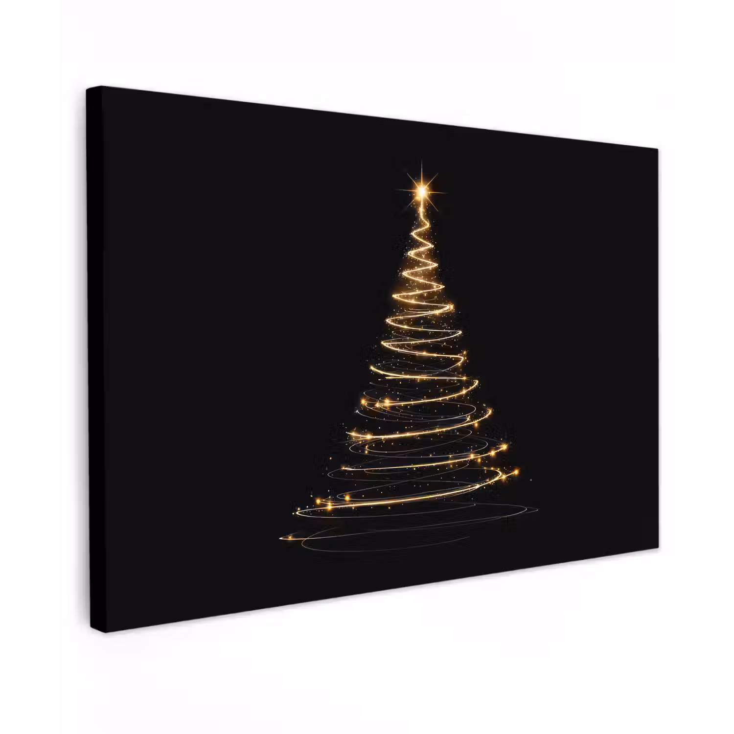 Magisch - Kerstboom - Lichtspiralen - Zwart canvas 2cm klein -z3d