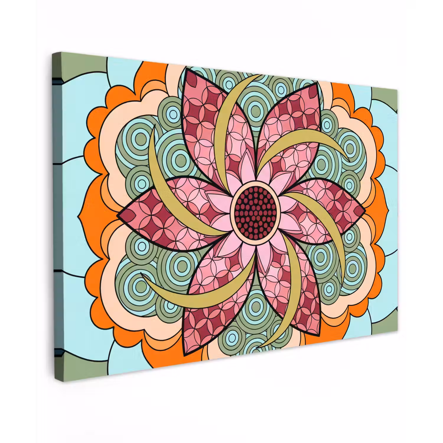 Mandala - Geometrisch - Kunst - Decoratief - Kleurrijk canvas 2cm klein -z3d