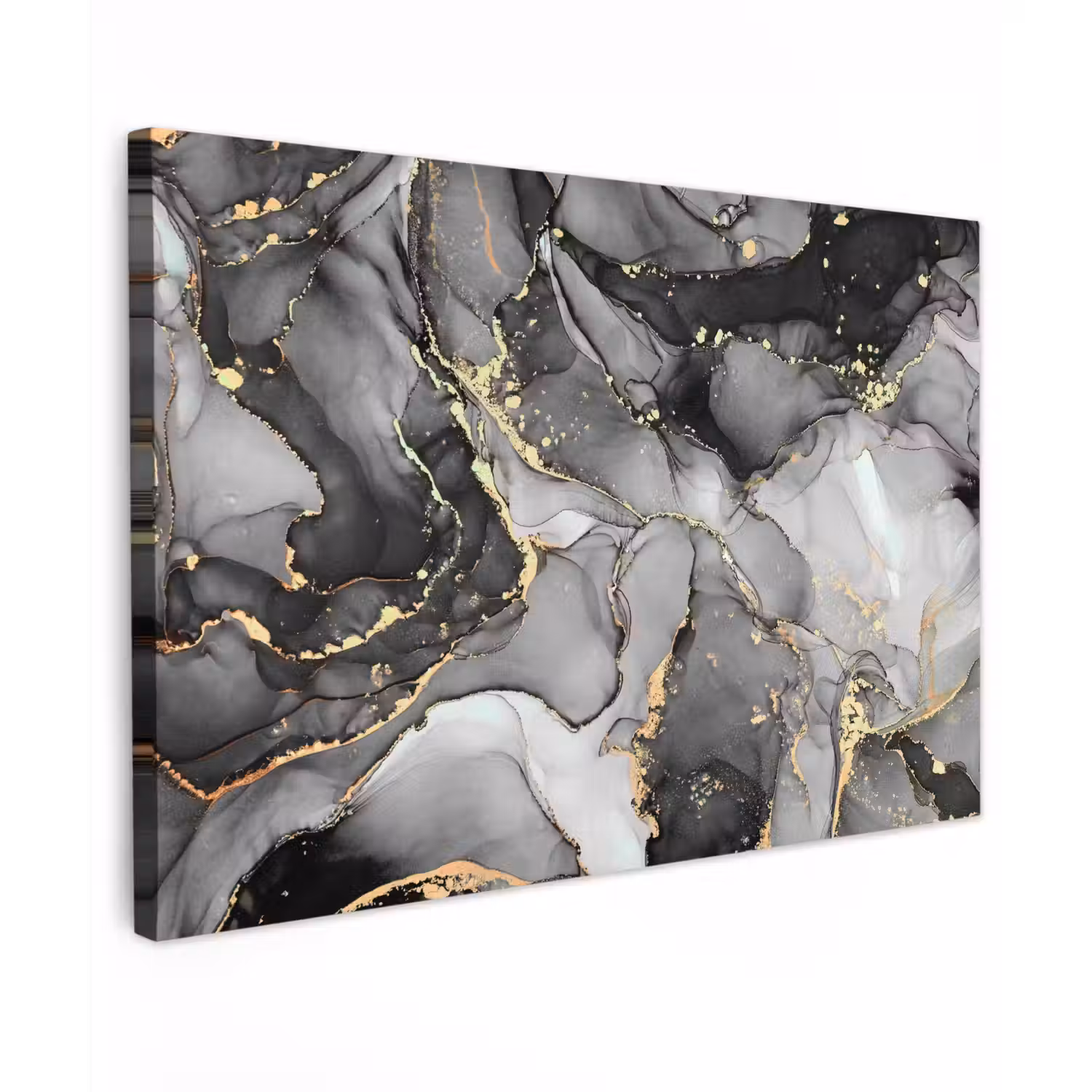 Marmer - Zwart - Goud - Grijs canvas 2cm klein -z3d