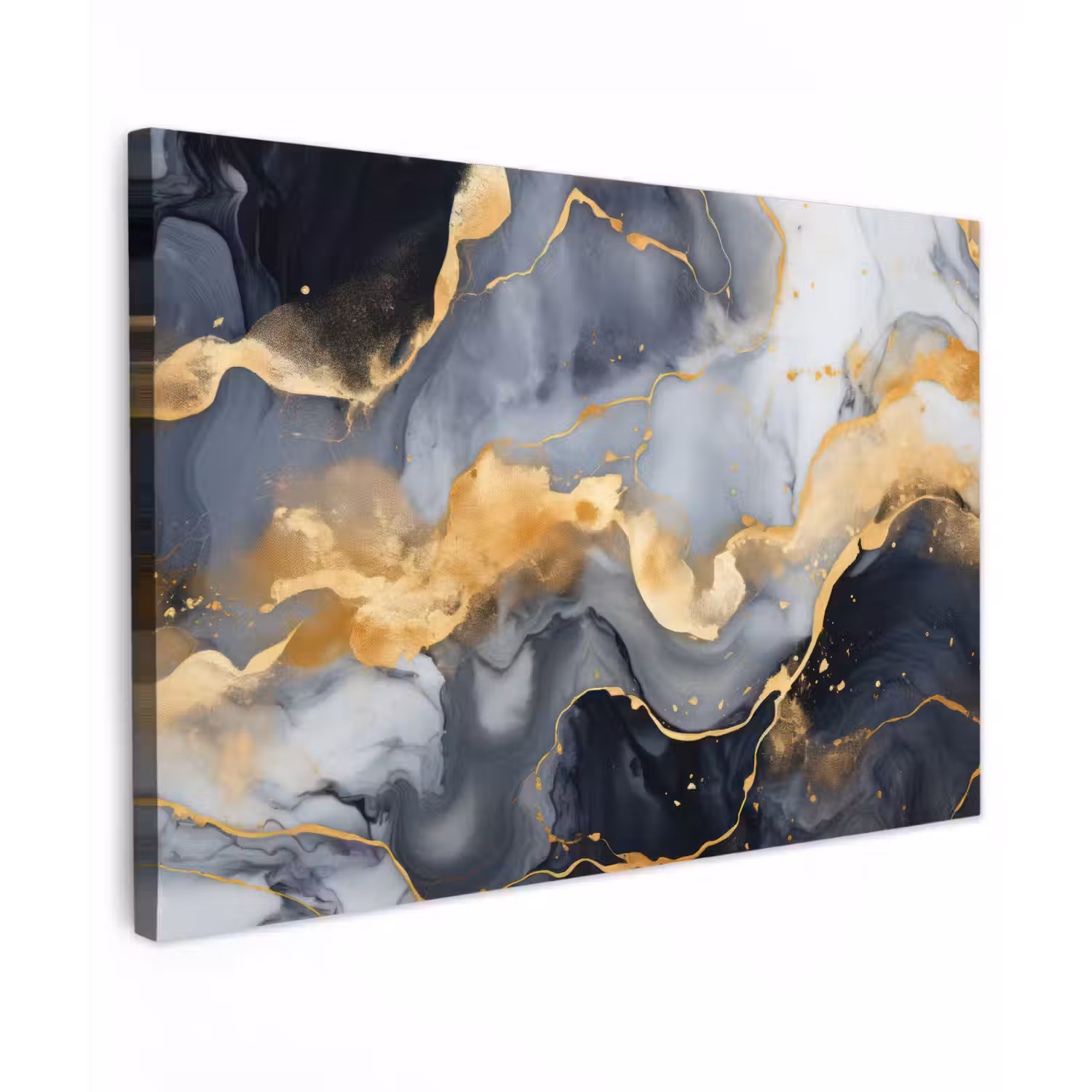 Marmer - Goud - Abstract - Luxe - Zwart en Wit canvas 2cm klein -z3d