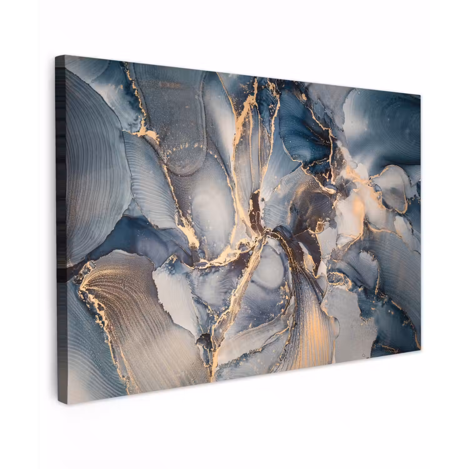 Marmer - Grijs - Blauw - Luxe - Goud canvas 2cm klein -z3d