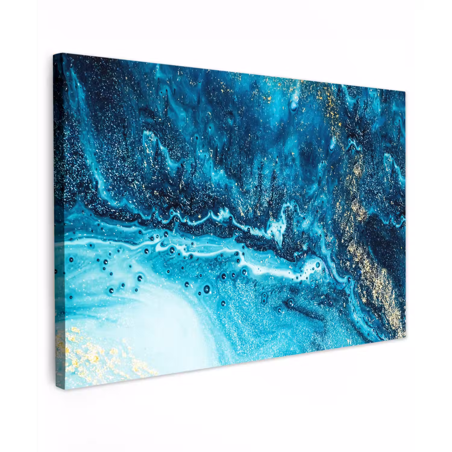 Marmerlook - Blauw - Goud - Luxe - Glitter - Marmer canvas 2cm klein -z3d