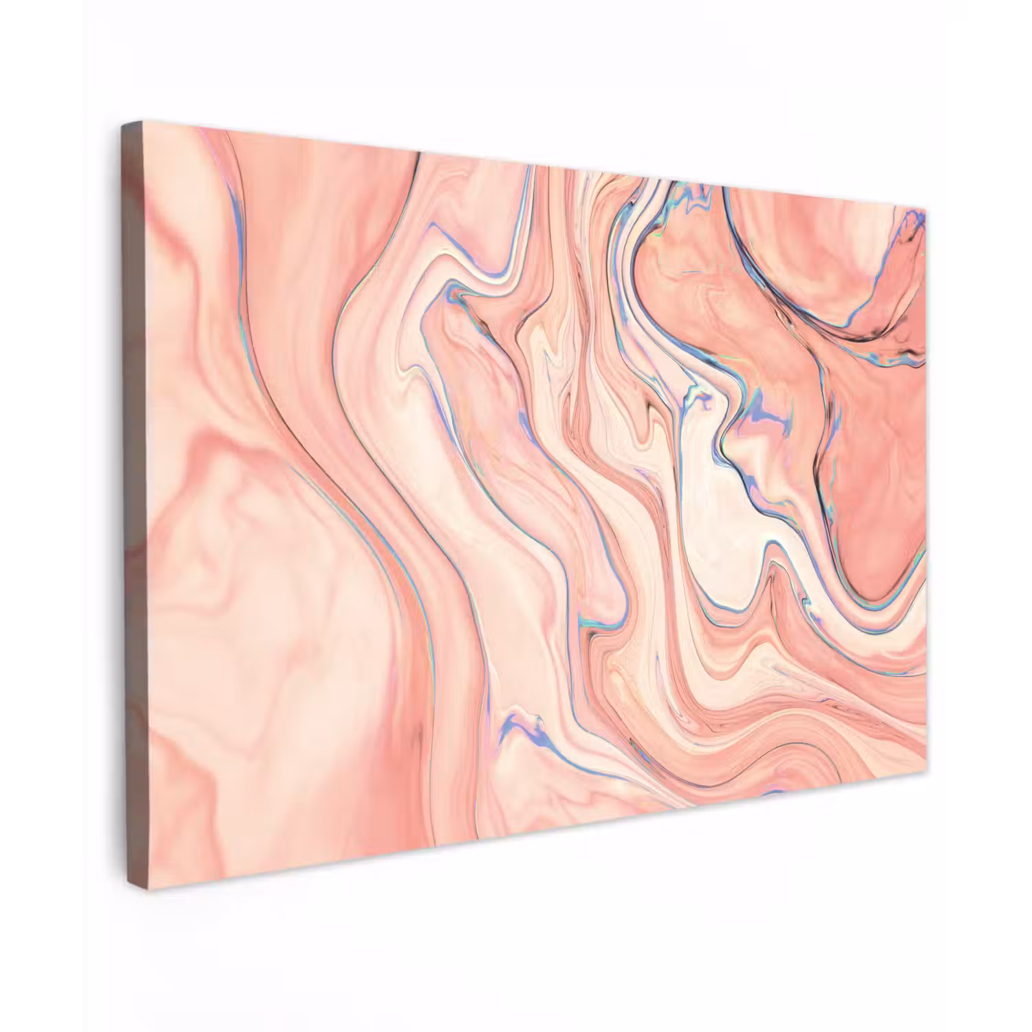 Marmer - Pastel - Roze - Blauw - Marmerlook - Abstract canvas 2cm klein -z3d