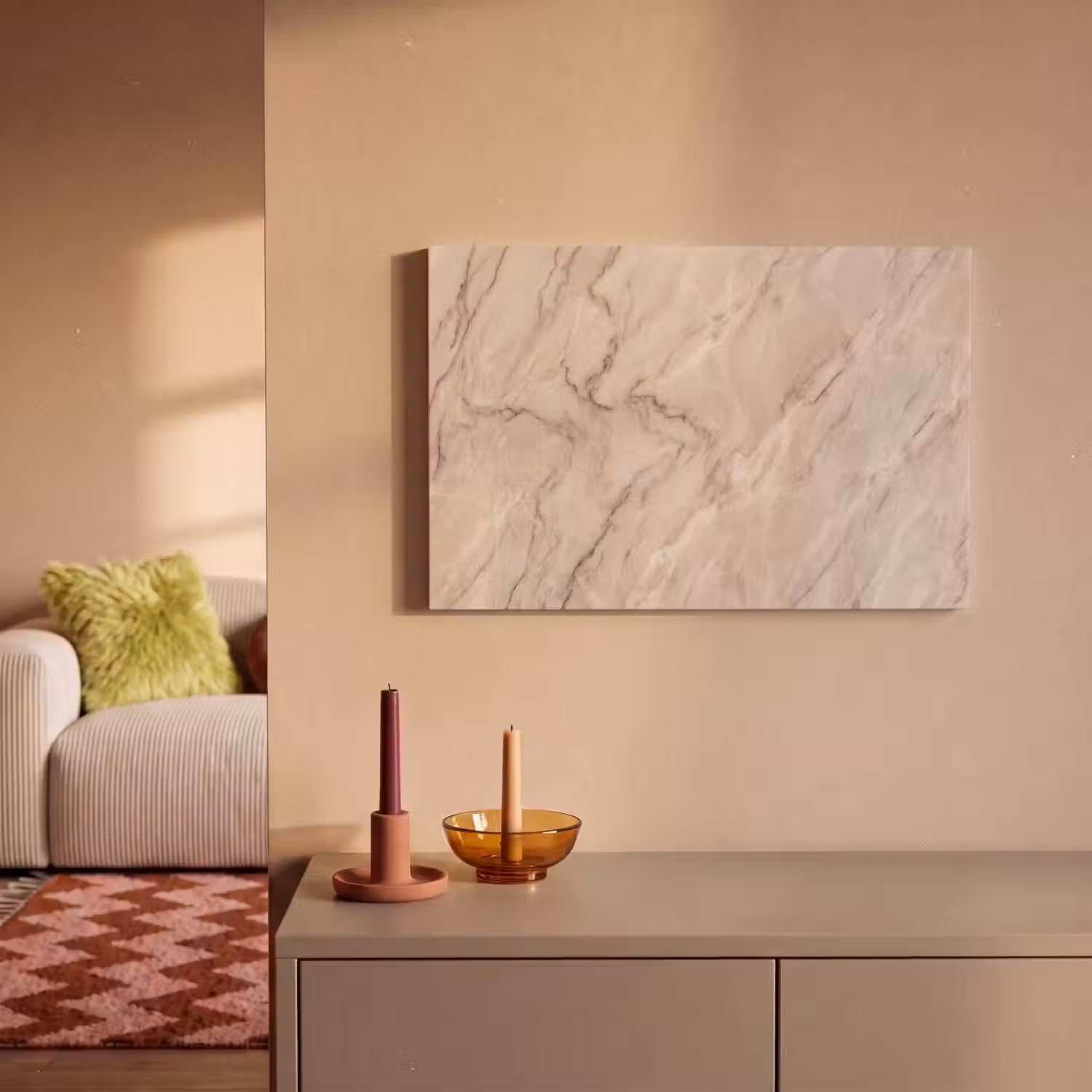 Marmer - Patroon - Abstract - Modern - Beige canvas 2cm klein -sfeer1