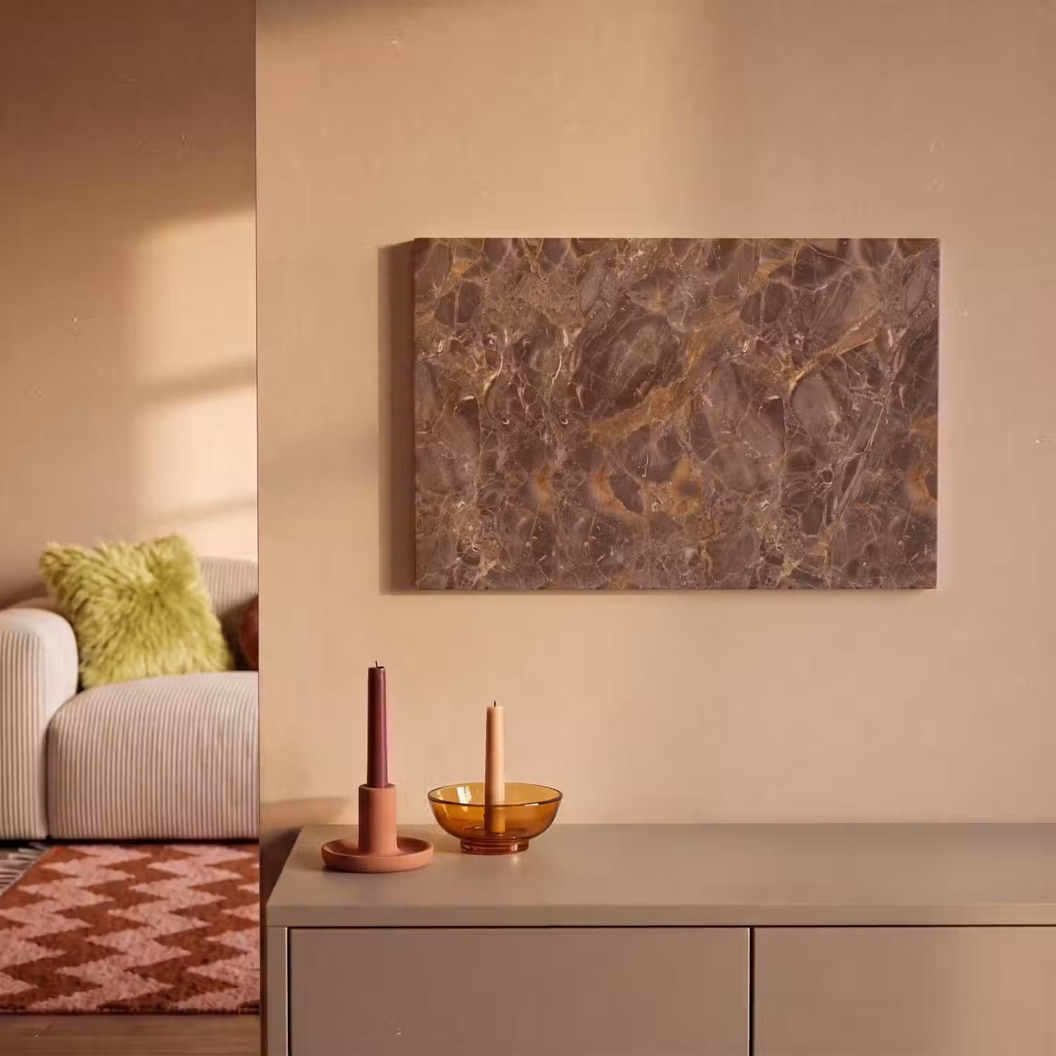 Marmer - Patroon - Natuur - Bruin - Goud canvas 2cm klein -sfeer1