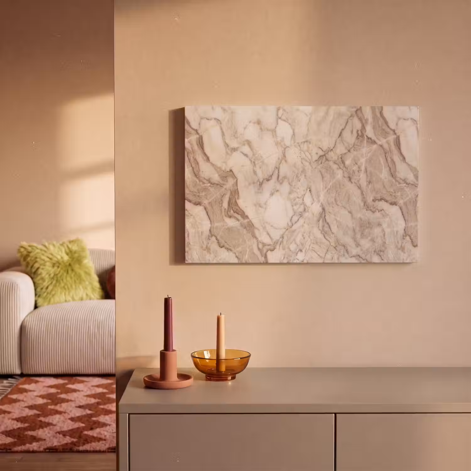 Marmer - Aderen - Textuur - Beige - Modern canvas 2cm klein -sfeer1