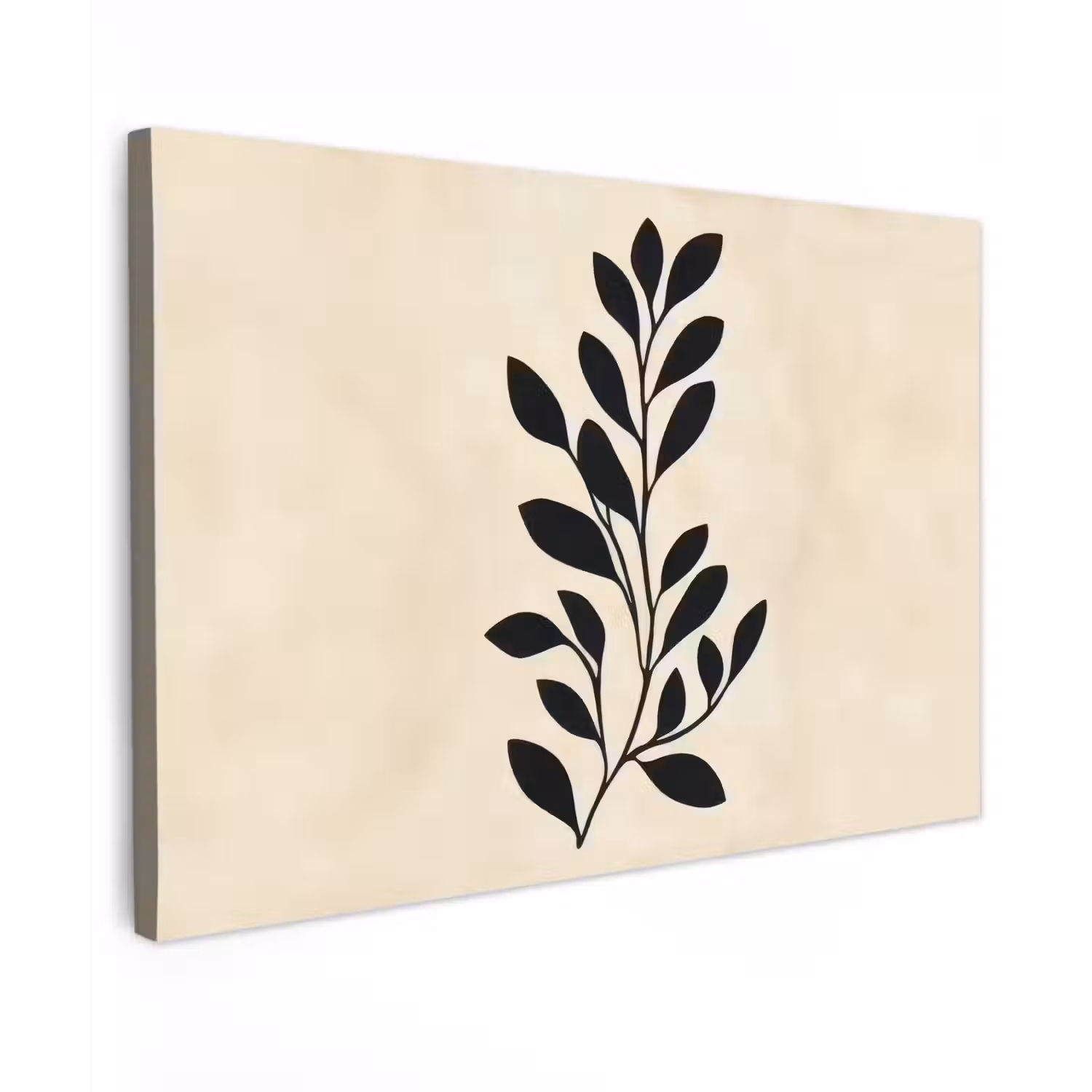 Minimalistisch - Tak - Bladeren - Zwart canvas 2cm klein -z3d
