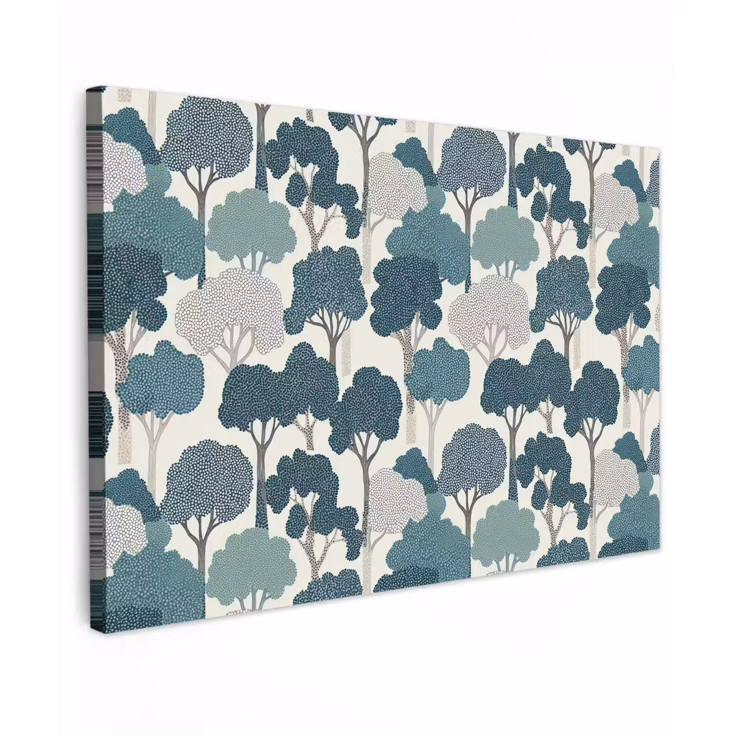 Modern - Bomen - Bos - Patroon - Blauw canvas 2cm klein 34 -z3d