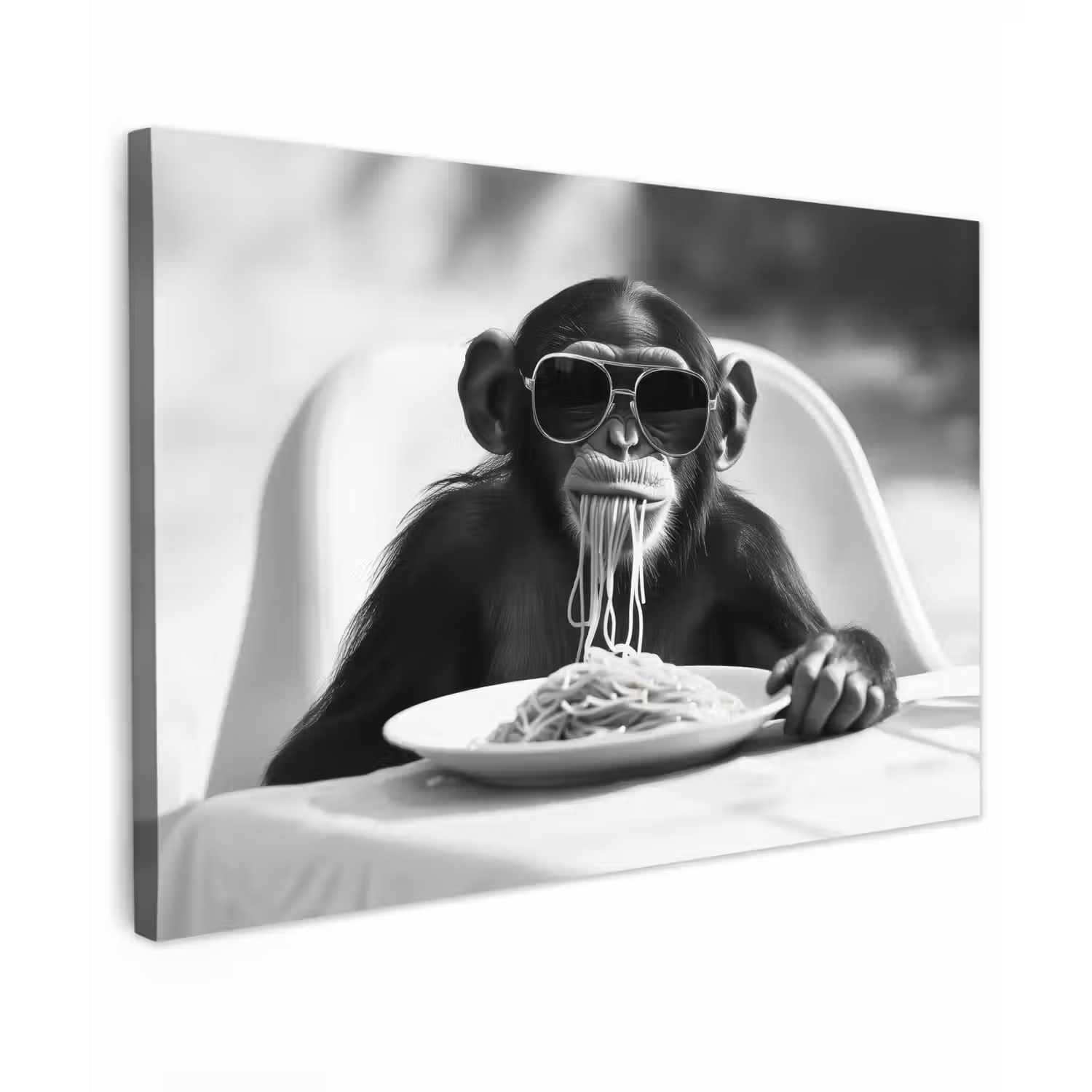 Aap - Spaghetti - Zonnebril - Zwart wit - Cool - Dier canvas 2cm klein -z3d