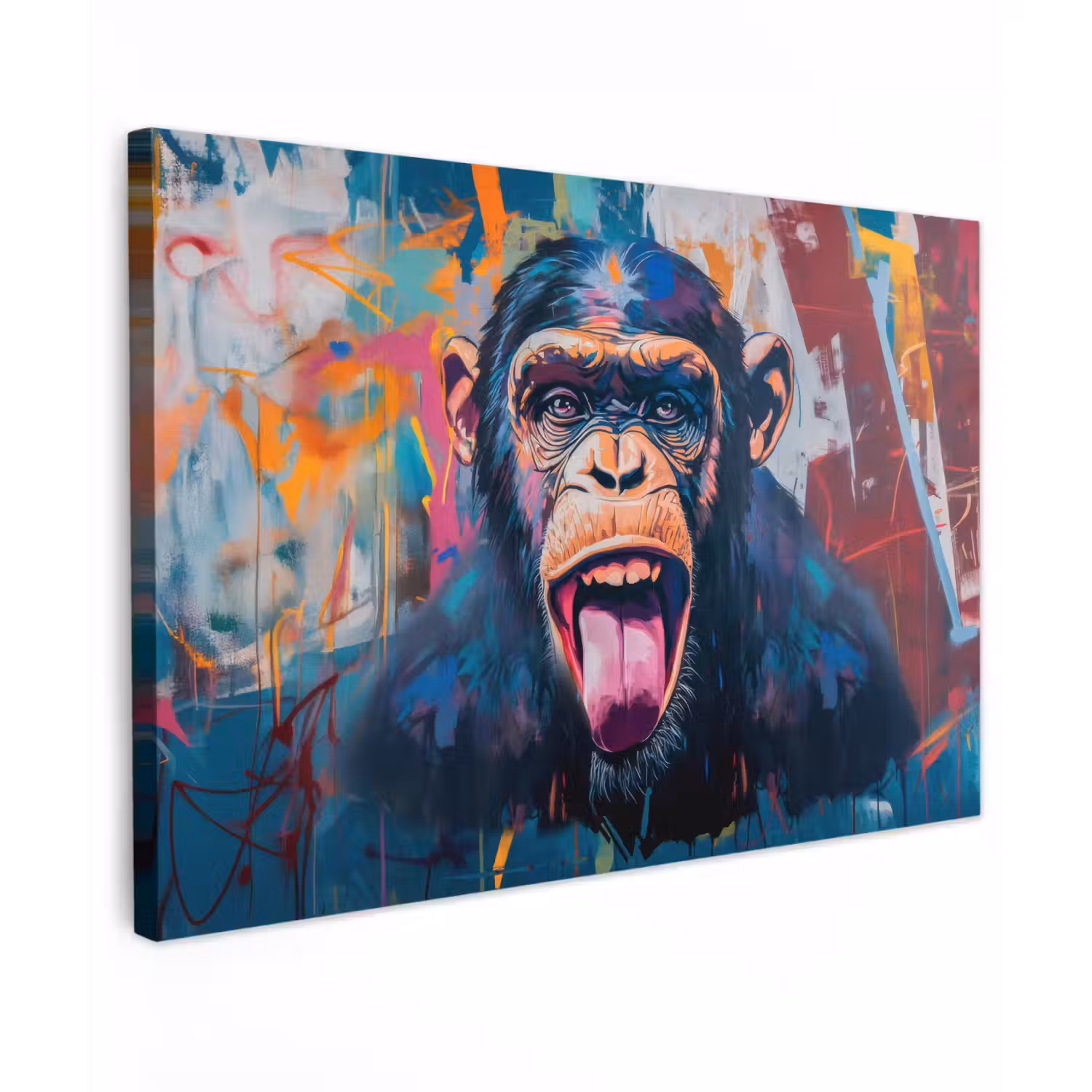 Aap - Tong - Abstract - Zwart canvas 2cm klein -z3d